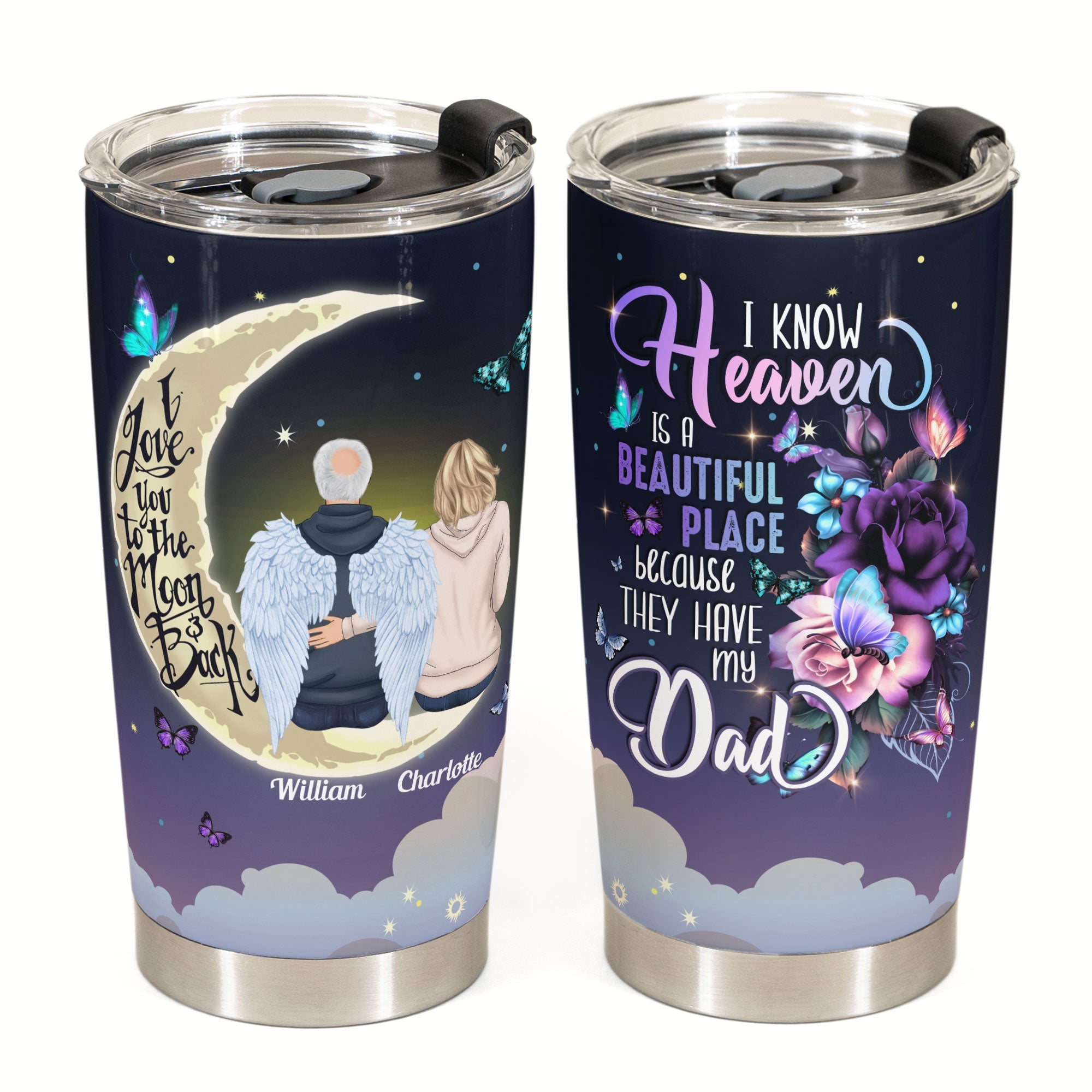 Heaven Is A Beautiful Place - Personalized Tumbler Cup - Memorial Gift For Family Members