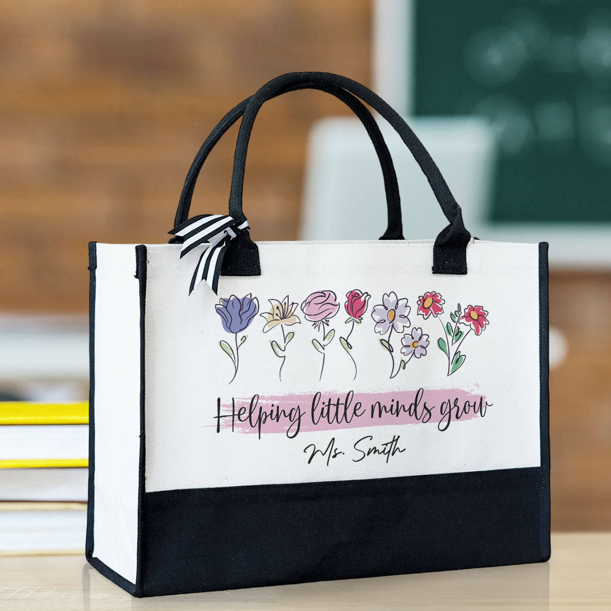 Helping Little Minds Grow - Personalized Canvas Tote Bag