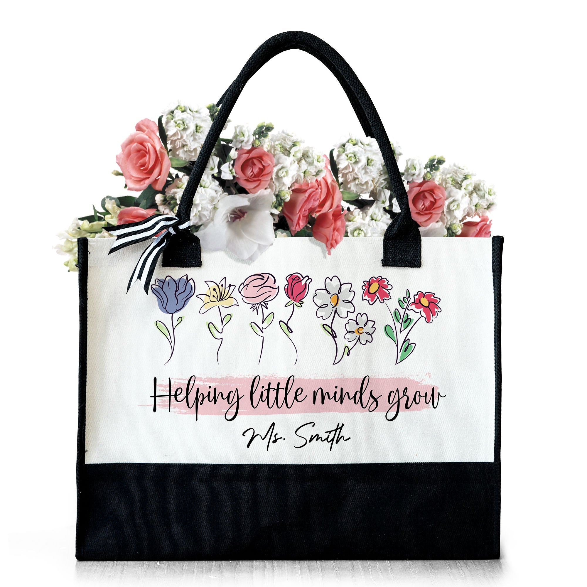 Helping Little Minds Grow - Personalized Canvas Tote Bag