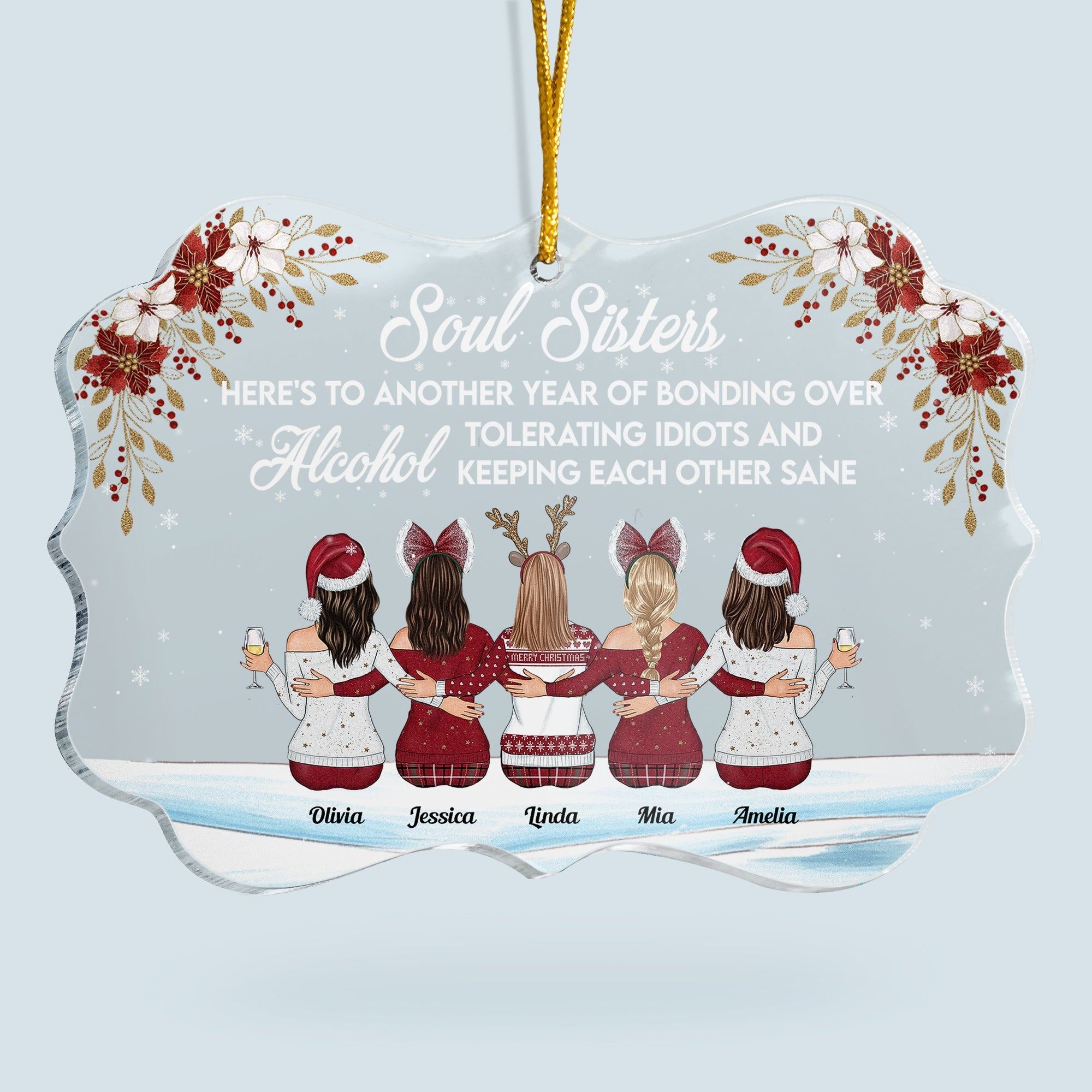 Here's To Another Year Of Bonding Over Alcohol - Personalized Friends Ornament