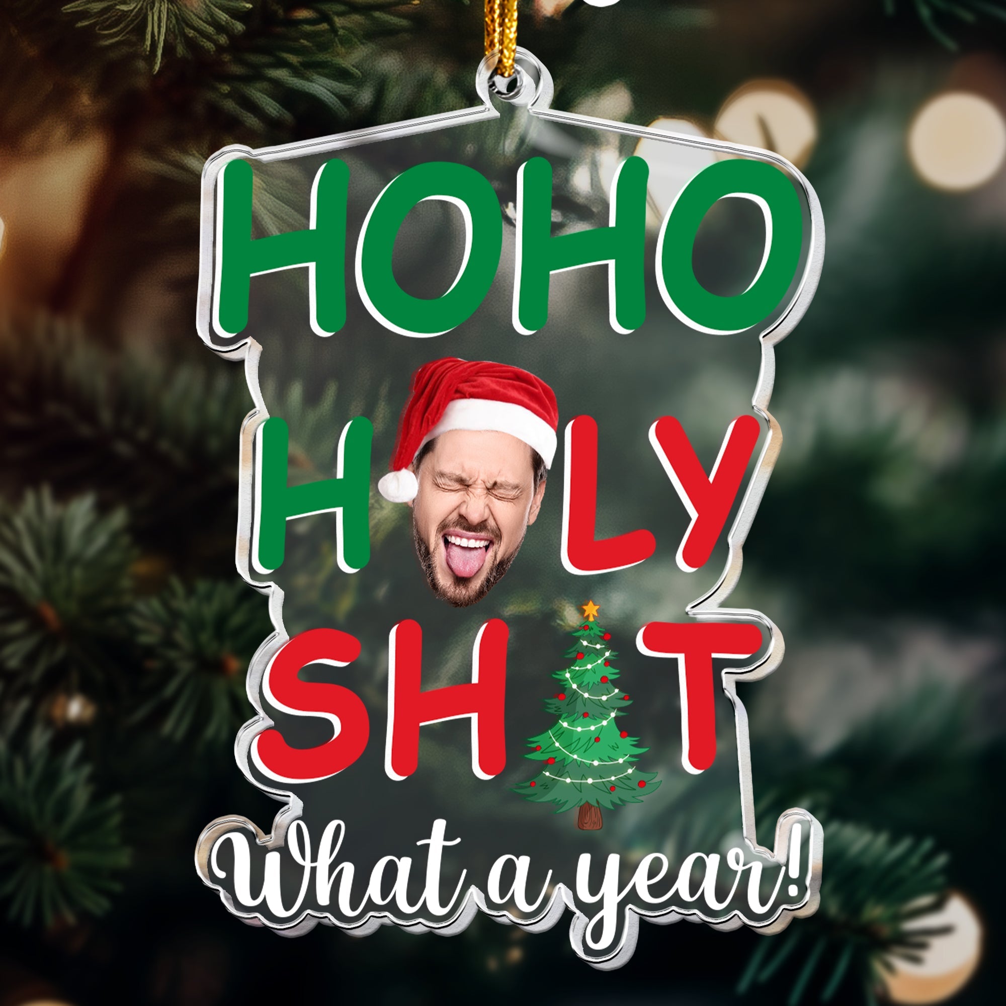 Ho Ho Holy Shit - Personalized Acrylic Photo Ornament