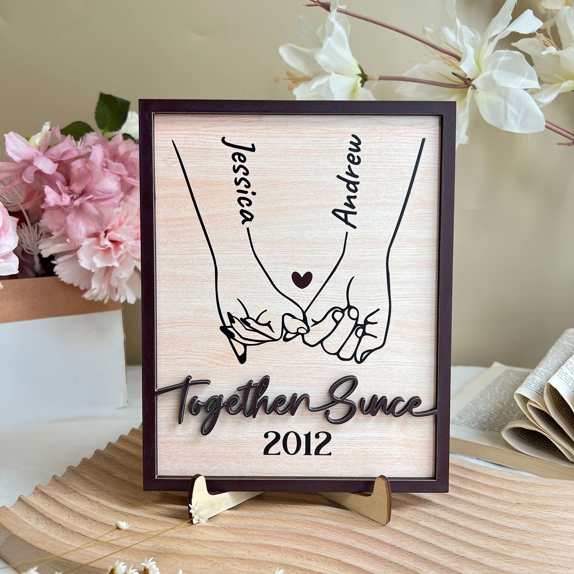 Holding Hand Forever - Personalized Wooden Plaque