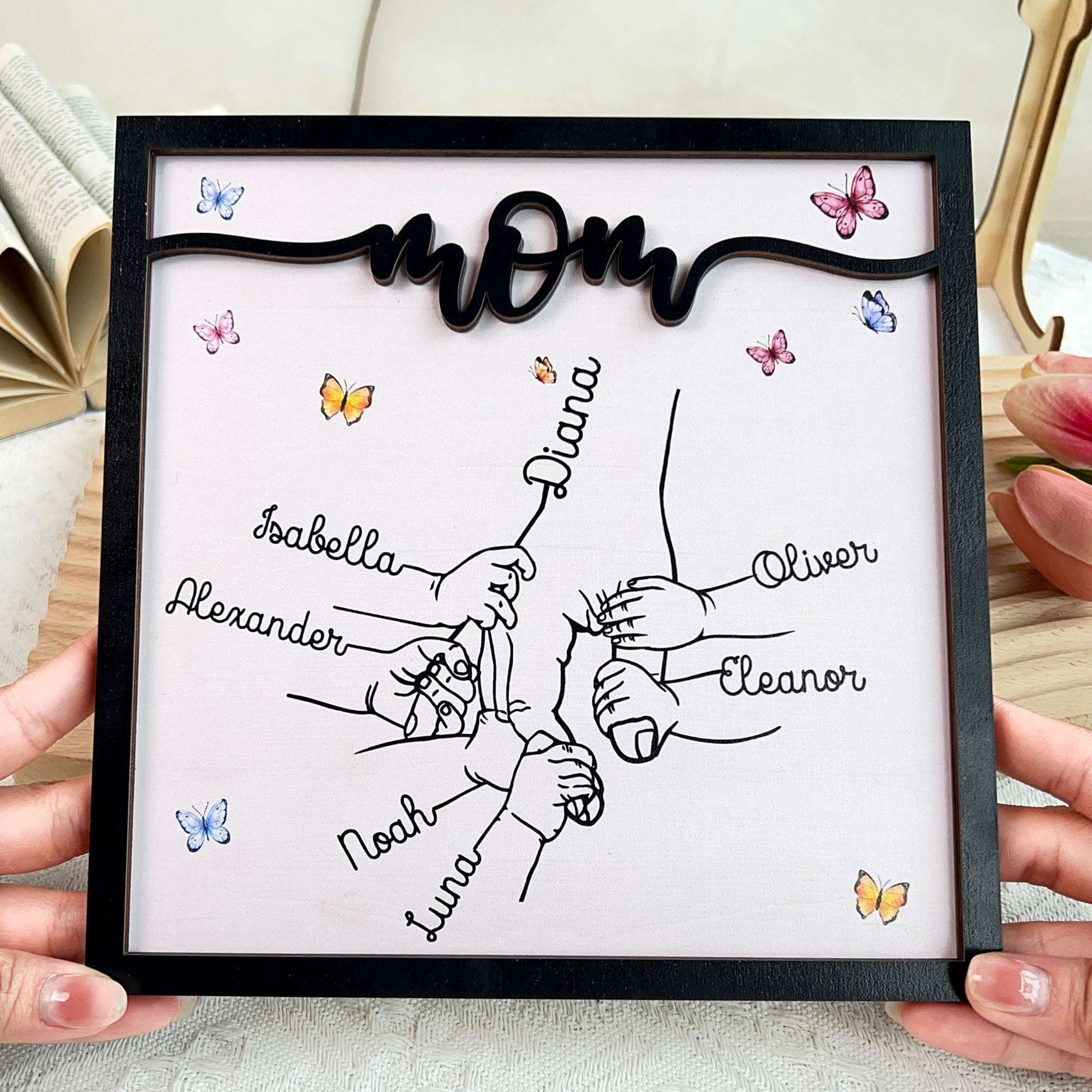 Holding Mom's Hand - Personalized Wooden Plaque