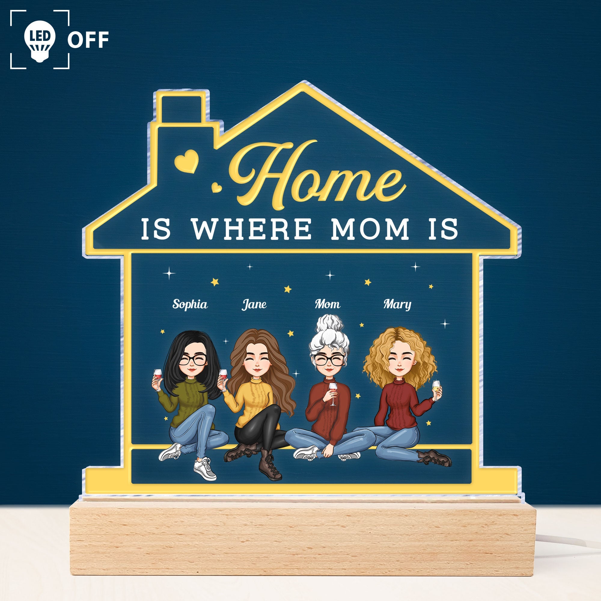 Home Is Where Mom Is - Personalized LED Light