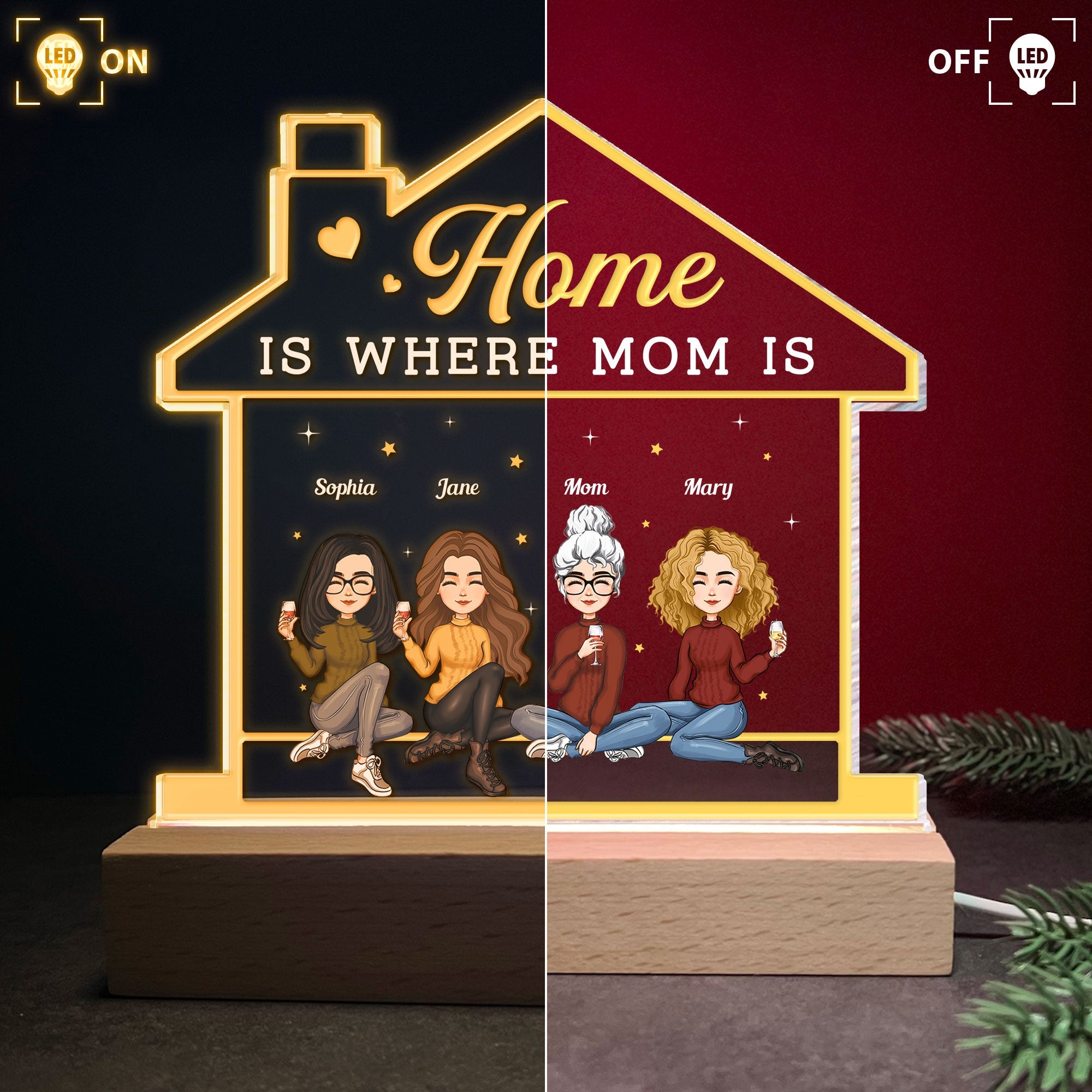 Home Is Where Mom Is - Personalized LED Light