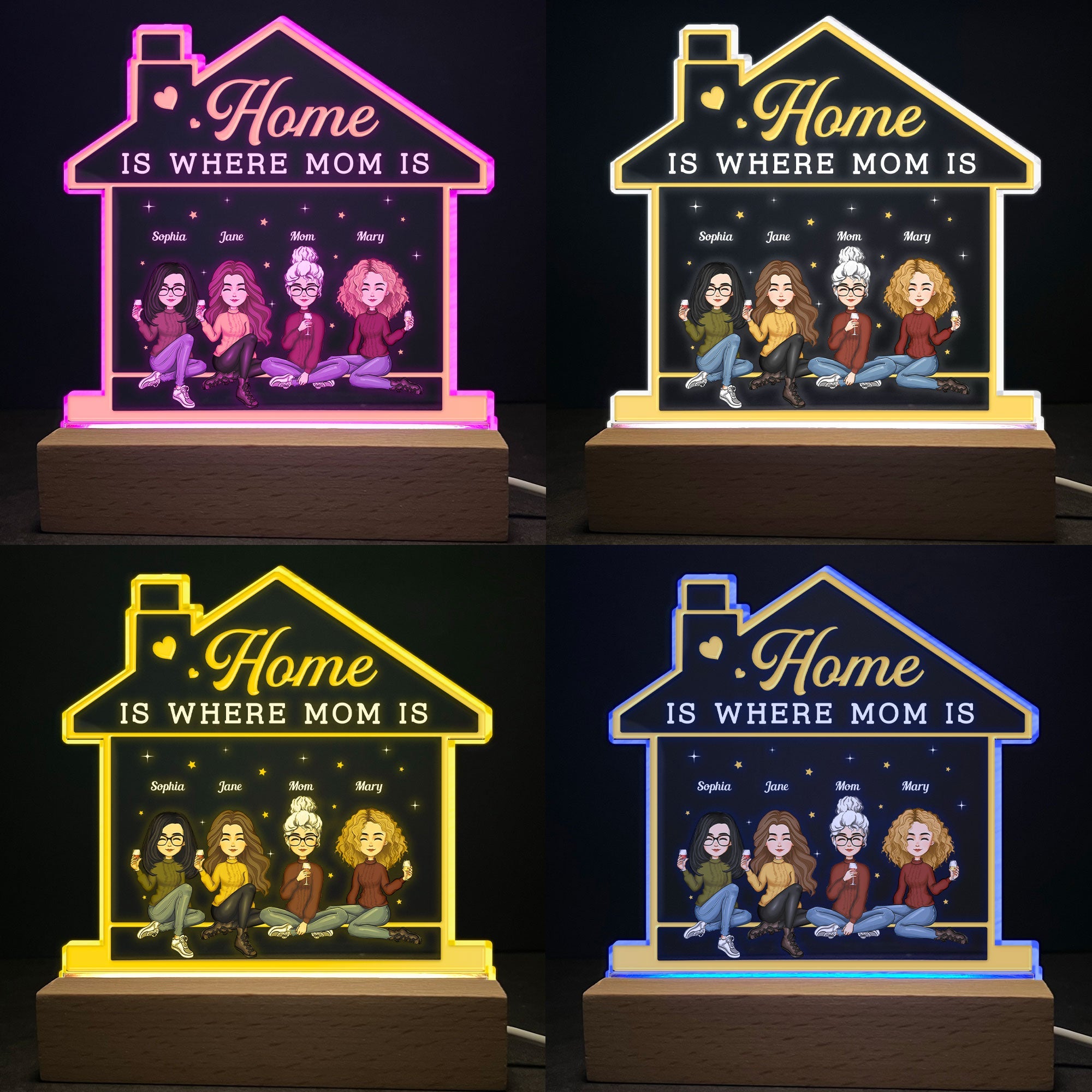 Home Is Where Mom Is - Personalized LED Light