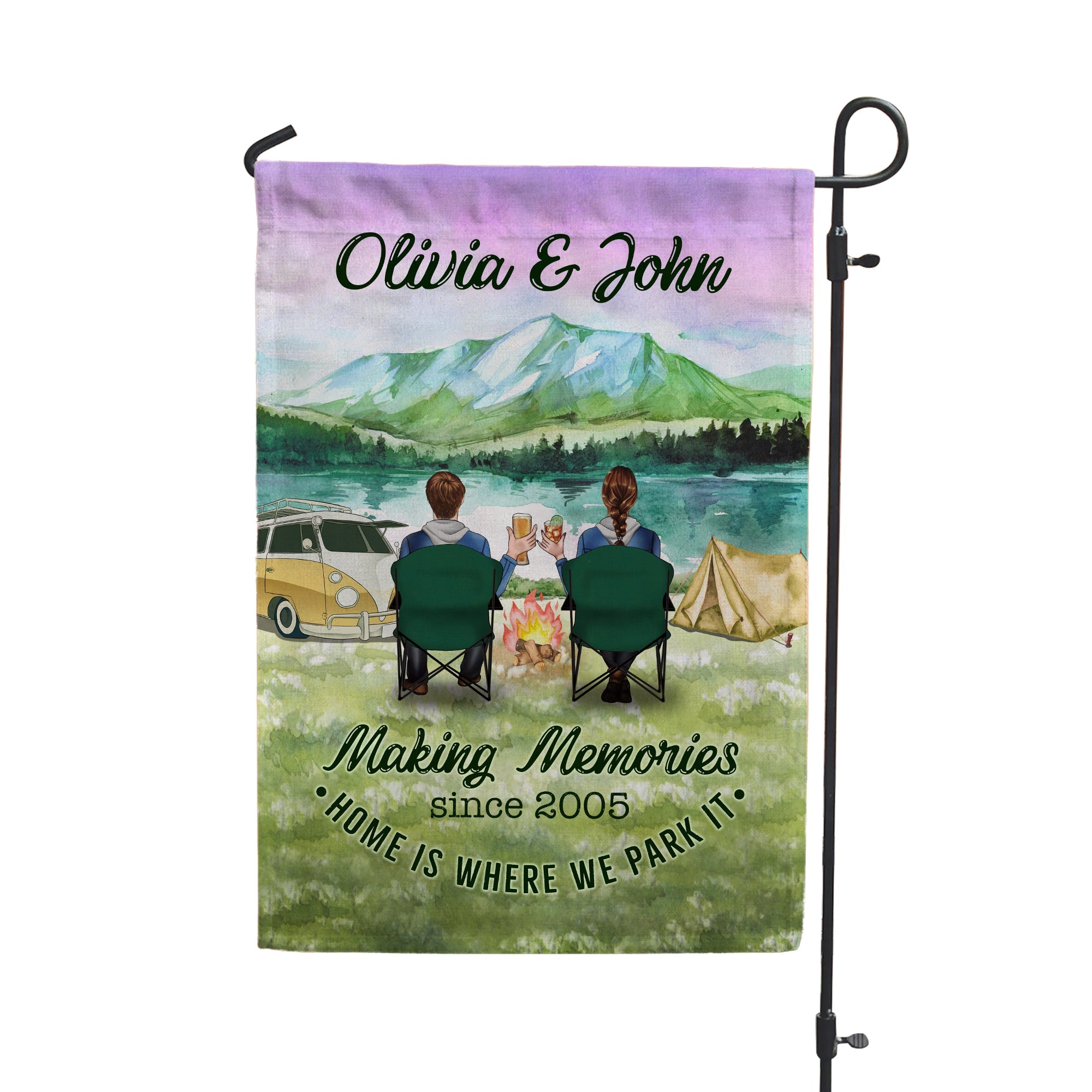 Home Is Where We Park It - Personalized Flag - Gift For Camping Lover, Camper