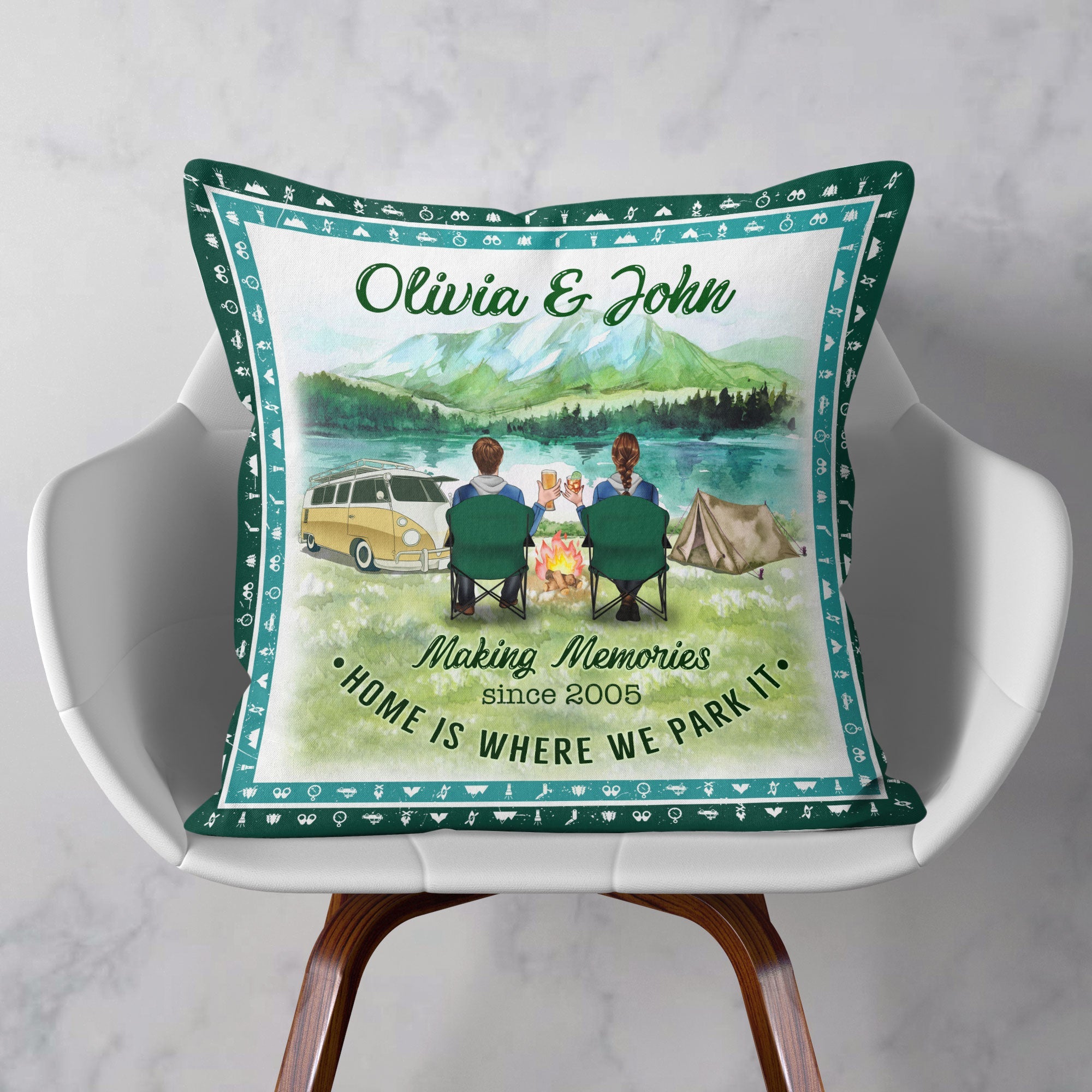 Home Is Where We Park It - Personalized Pillow (Insert Included) - Birthday Gift For Camping Lover, Camper