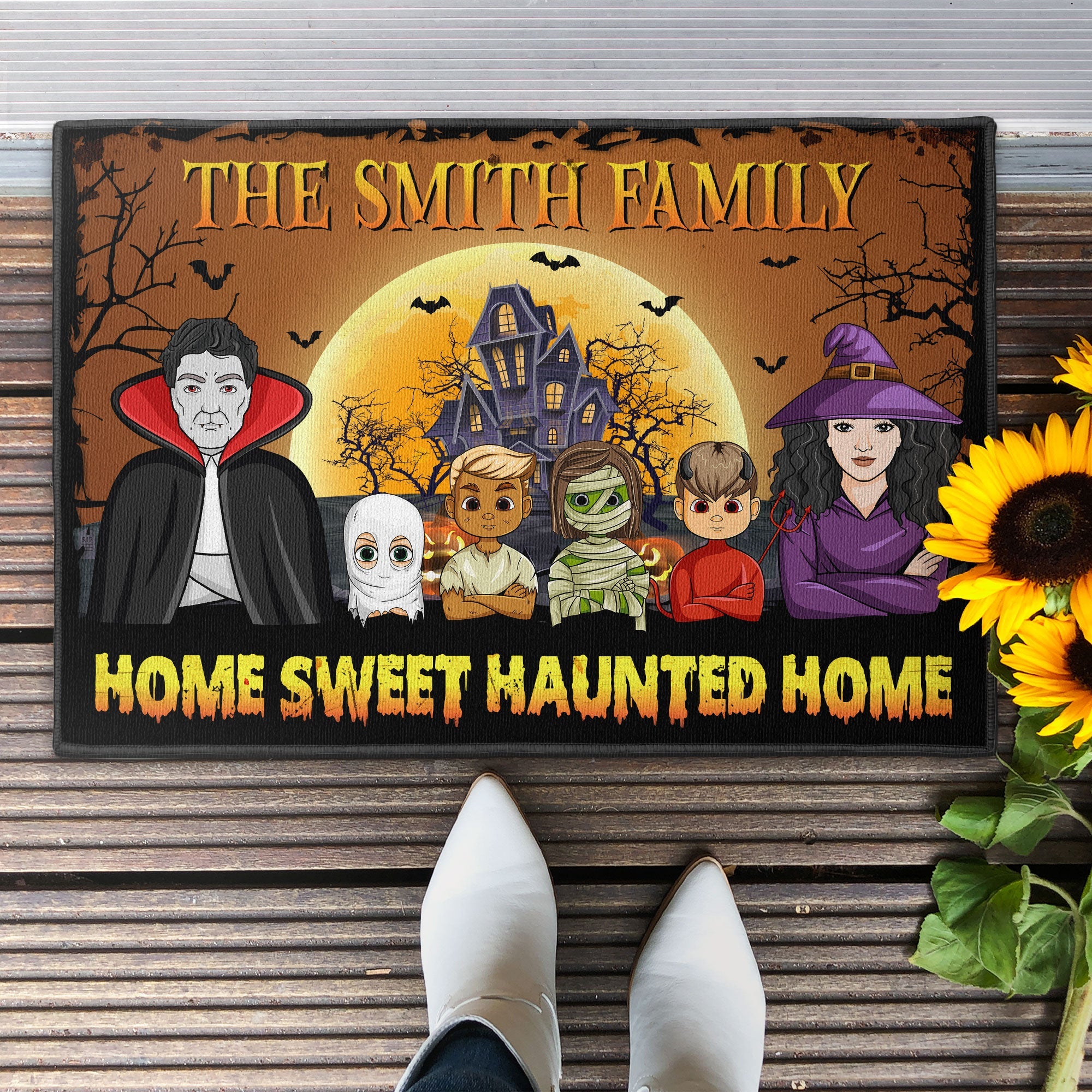 Home Sweet Haunted Home - Personalized Doormat - Halloween Gift For Family, Couple, Friends