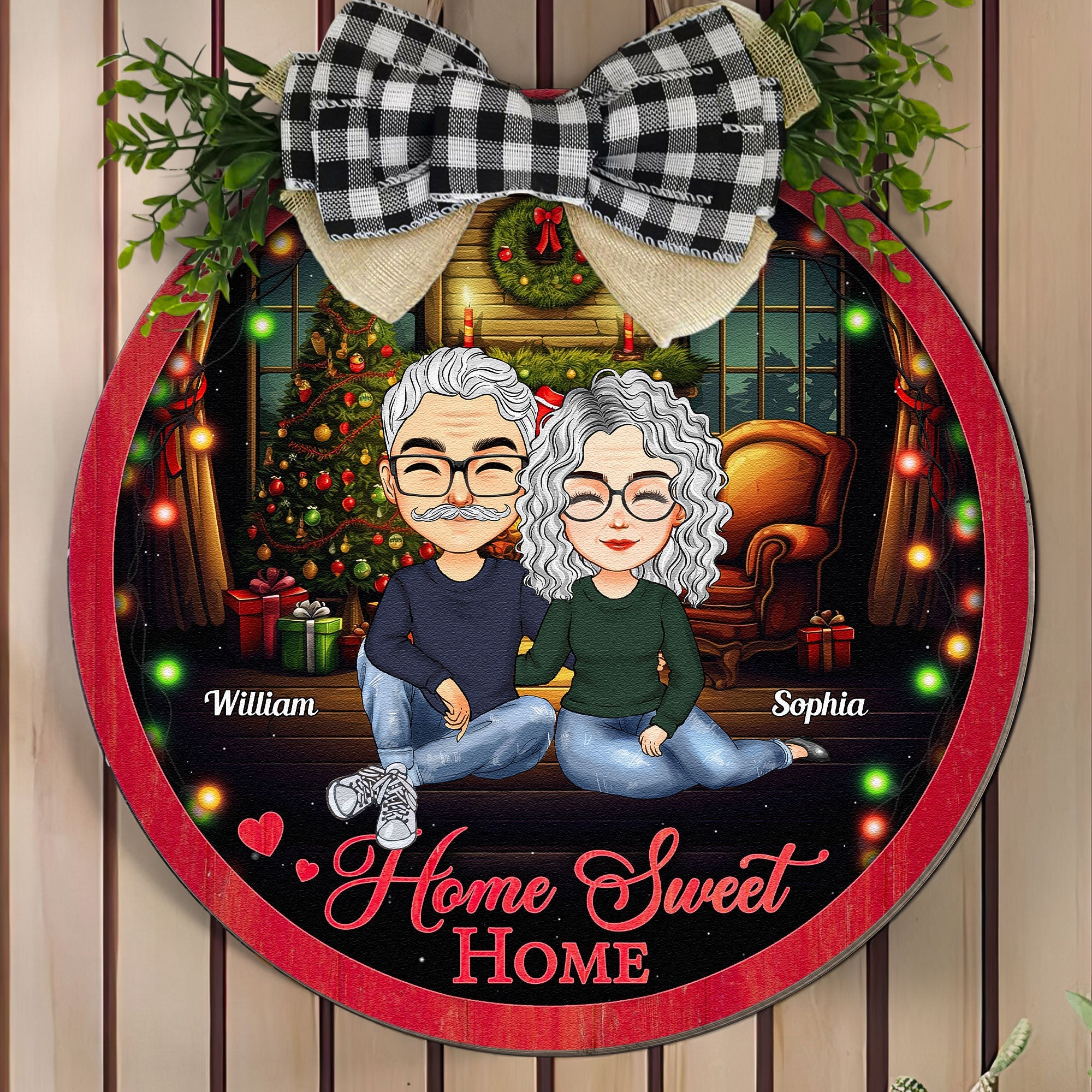 Home Sweet Home New - Personalized Wood Wreath