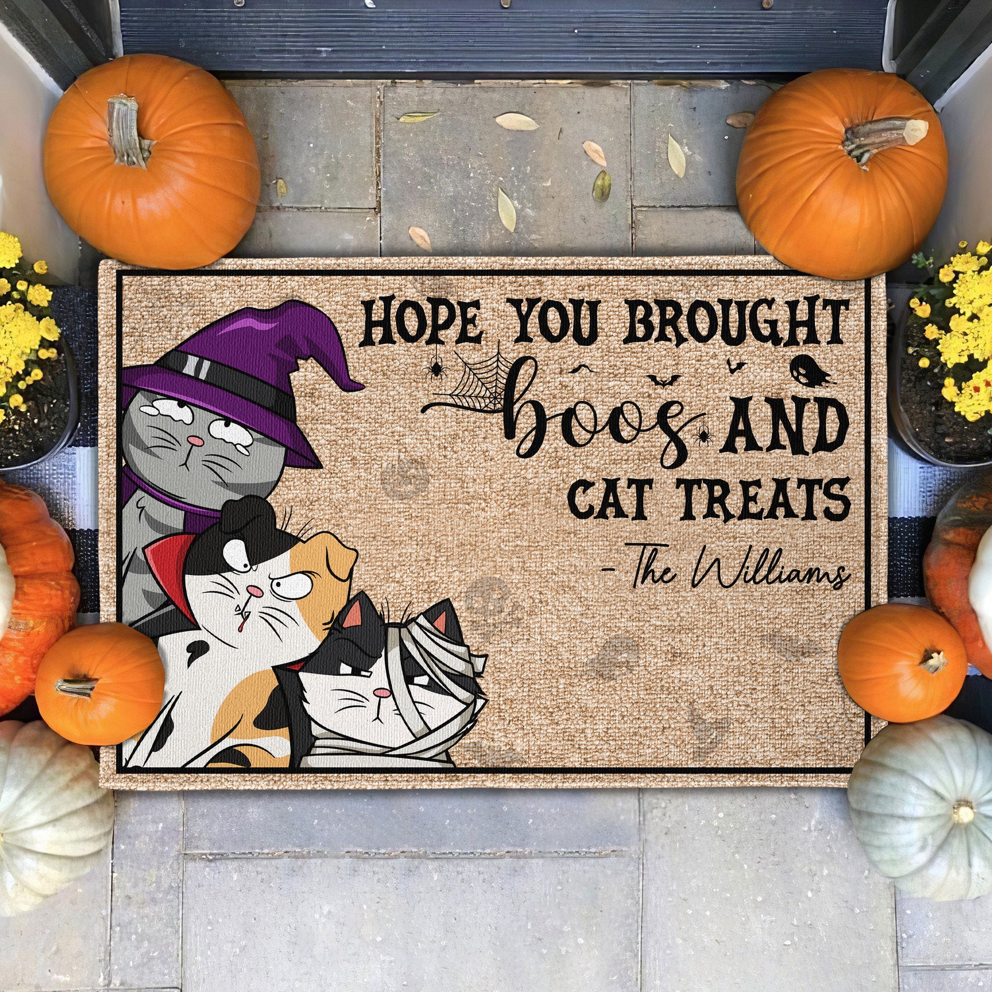 Hope You Brought Boos And Cat Treats - Personalized Doormat