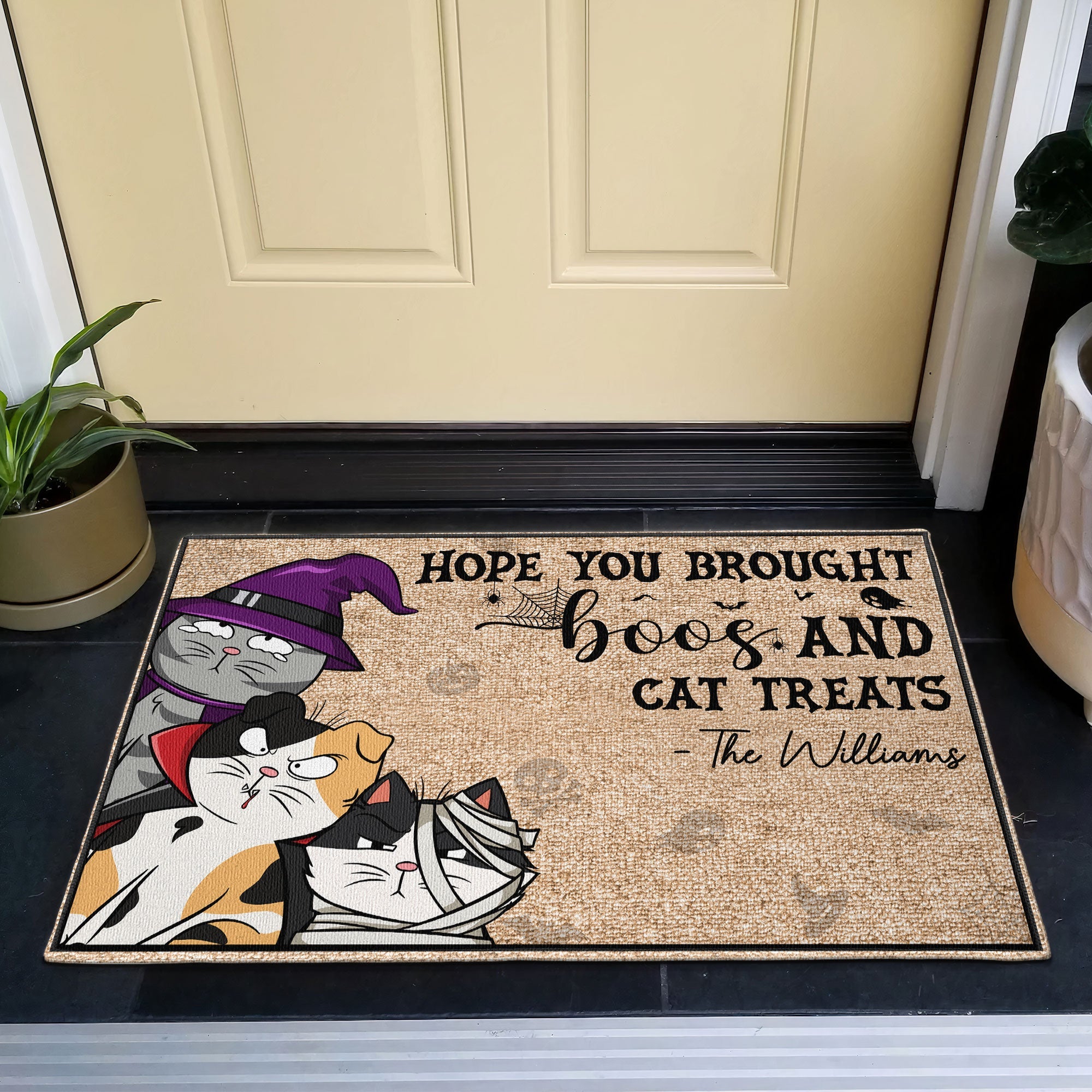 Hope You Brought Boos And Cat Treats - Personalized Doormat