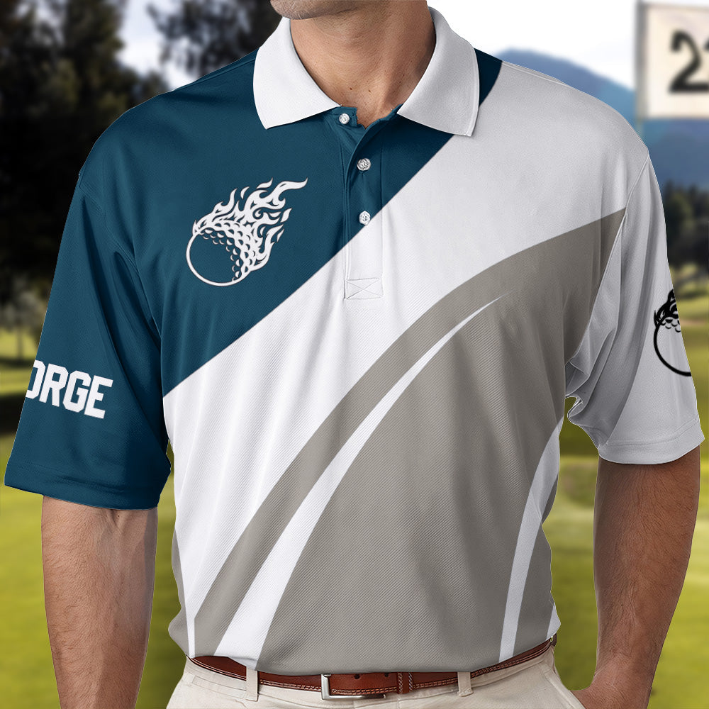 Hot Golf Fire Golf Polo Gift For Golf Lover Dad Husband - Custom Golf Shirt