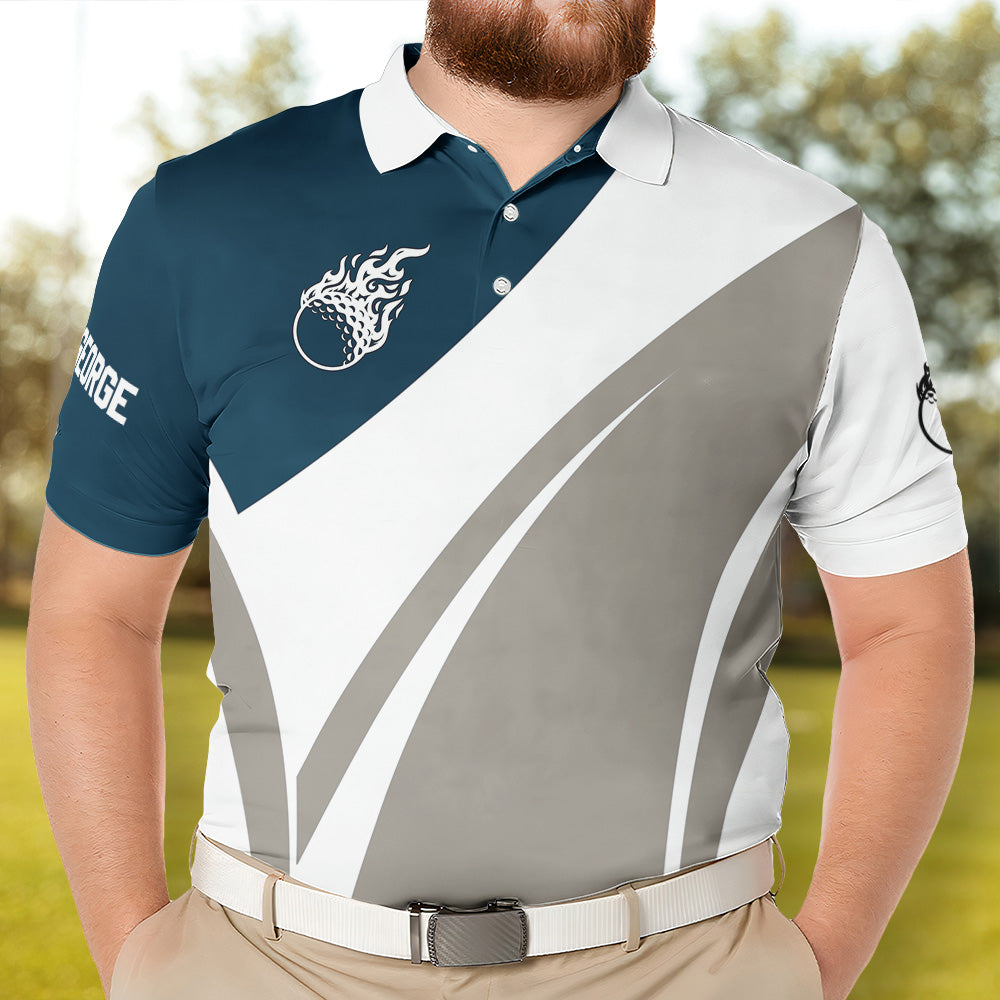 Hot Golf Fire Golf Polo Gift For Golf Lover Dad Husband - Custom Golf Shirt