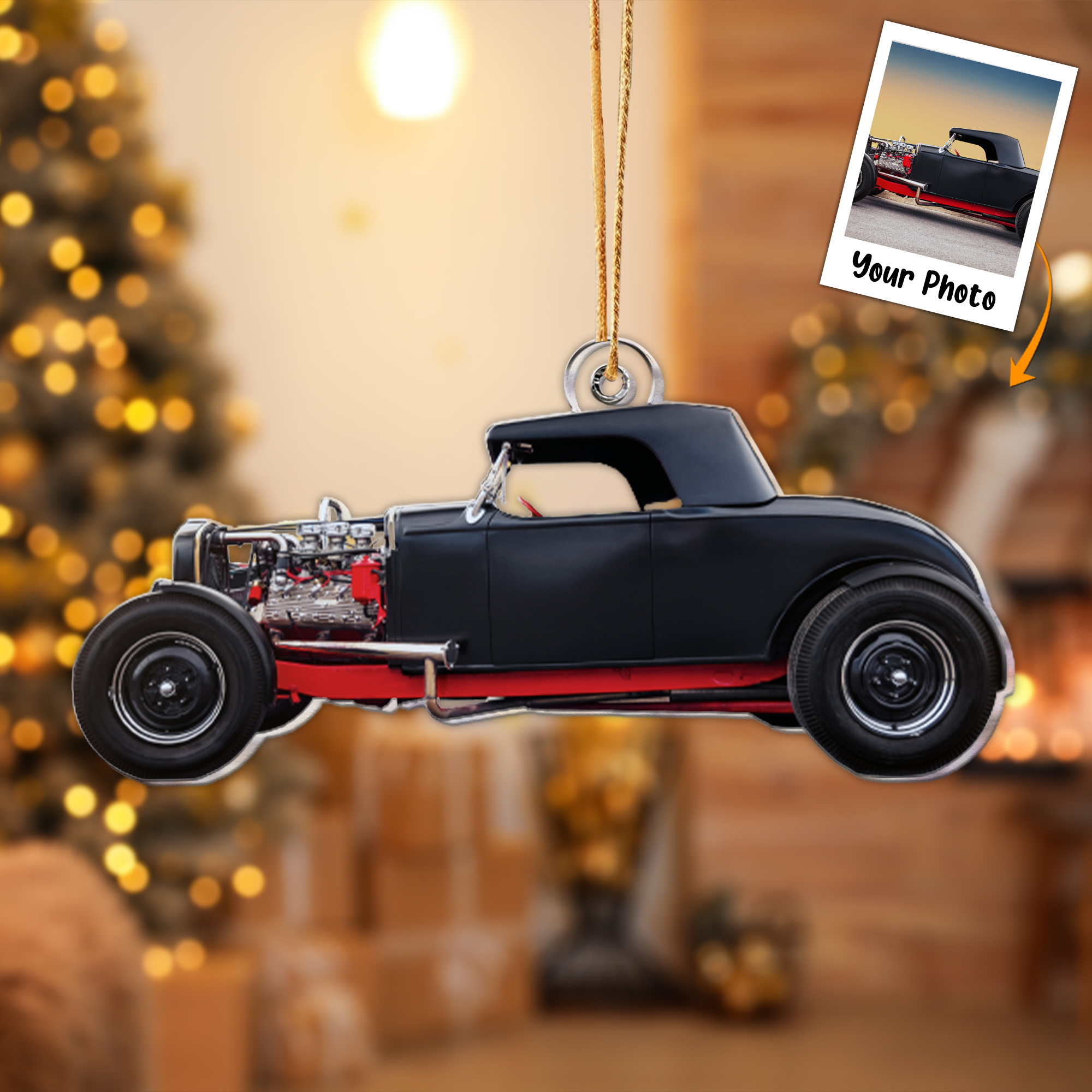 Hot Rod Rad Rod Engine Gift - Personalized Acrylic Photo Ornament