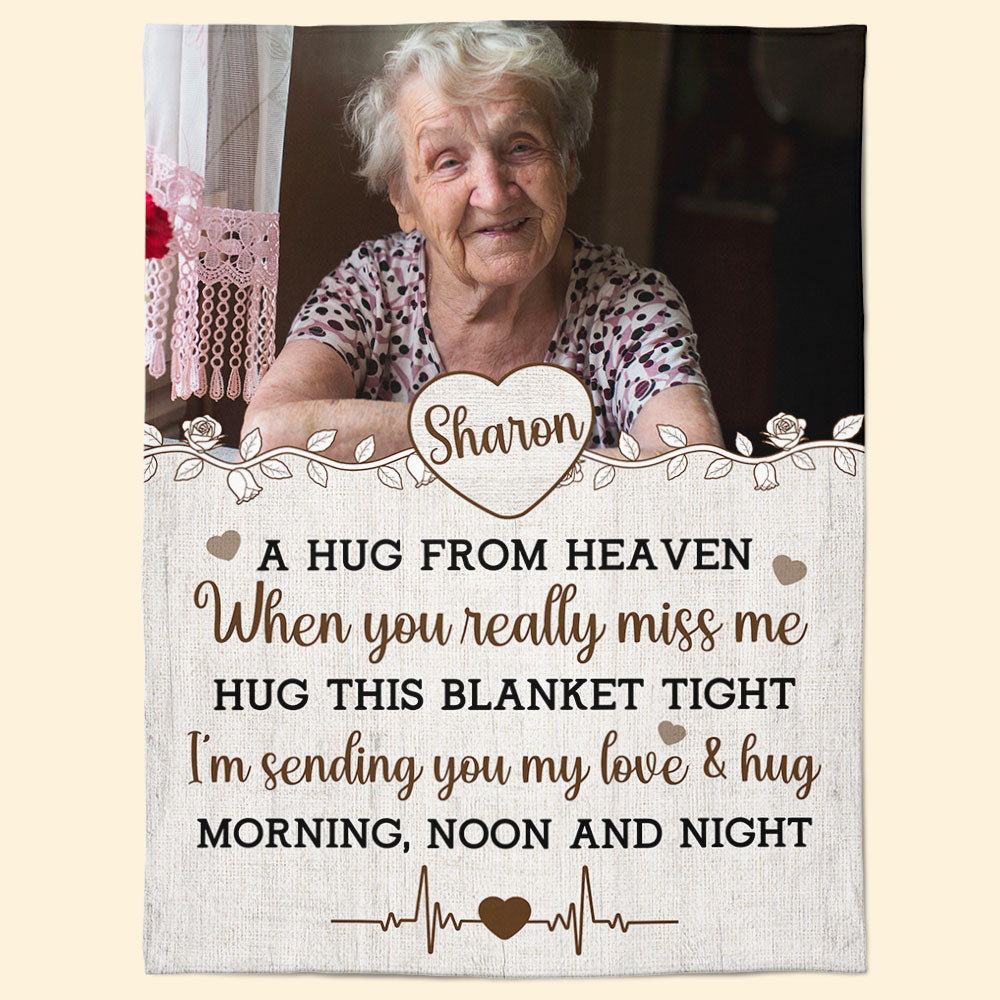 Hug From Heaven - New Version - Personalized Memory Photo Blanket