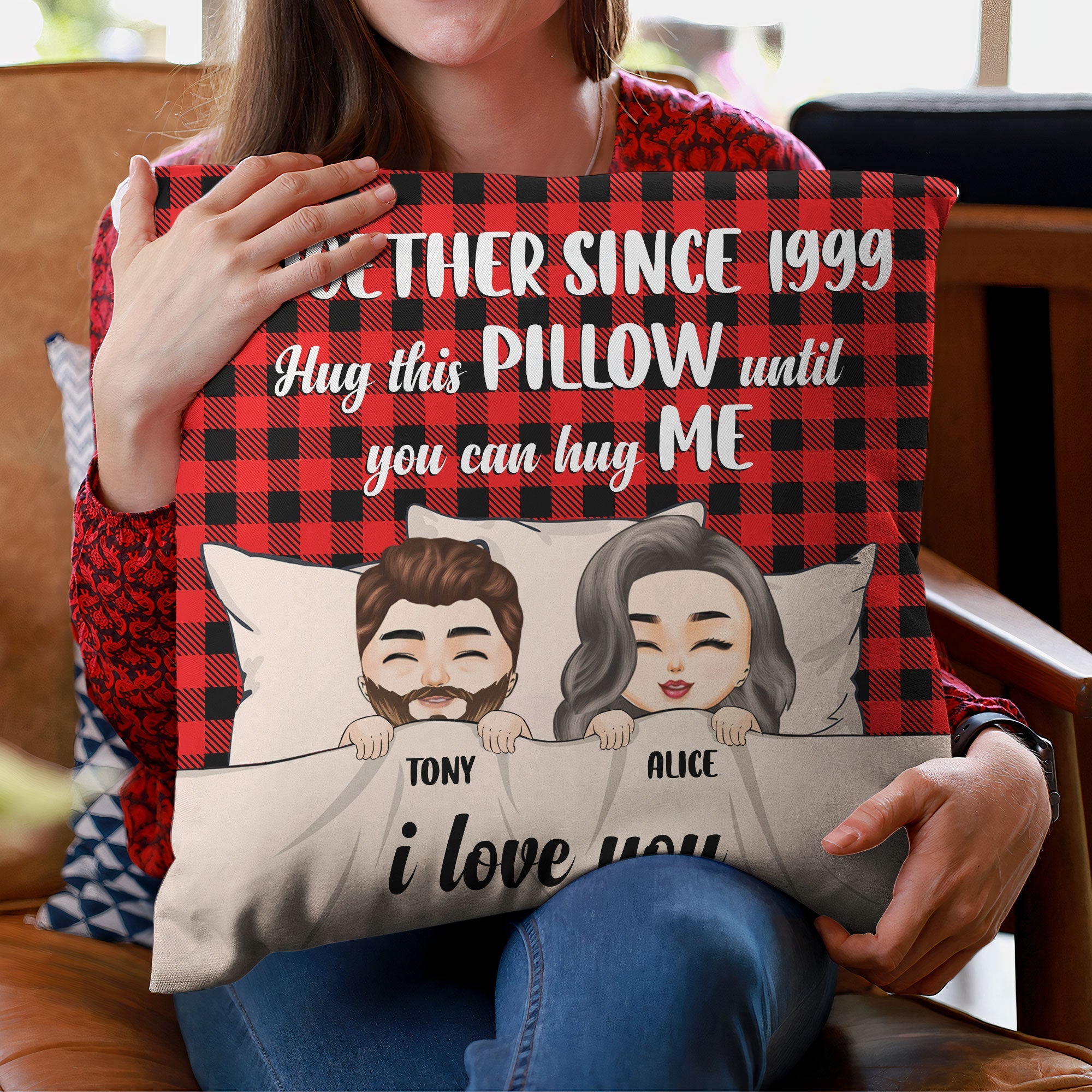 Hug This Pillow Until You Can Hug Me - Personalized Pillow (Insert Included) - Birthday Christmas Gift Anniversary Gift For Husband, Wife