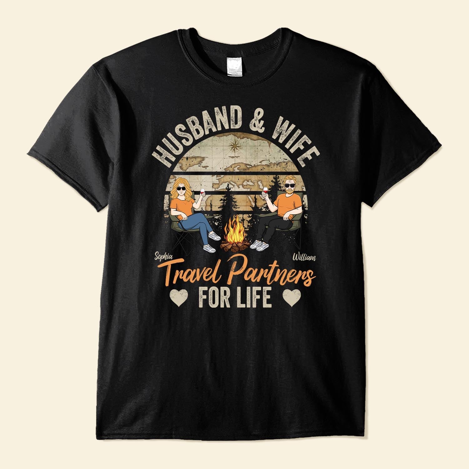 Husband And Wife Travel Partners For Life - Personalized Shirt