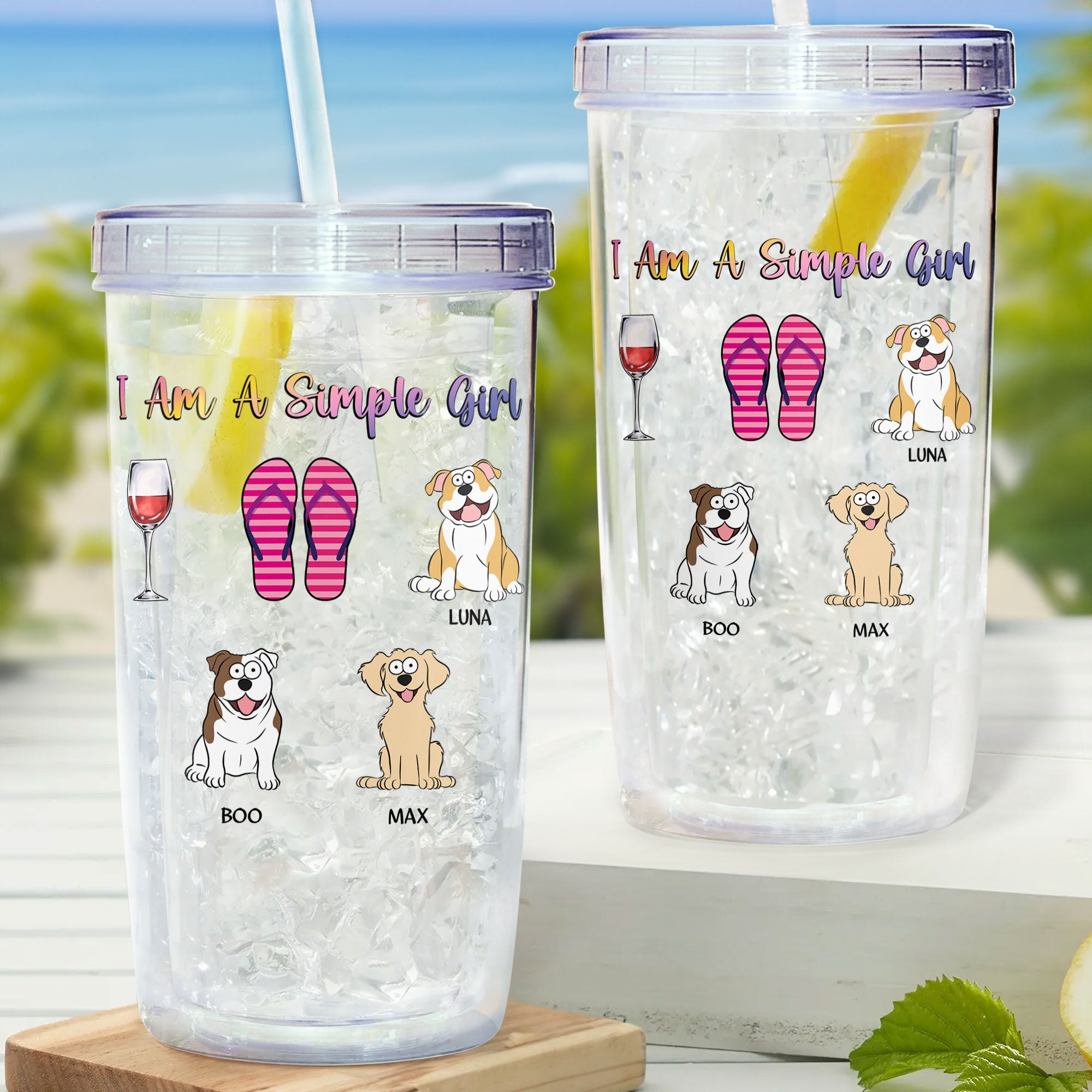 I Am A Simple Girl Dog Cat Flipflop - Personalized Acrylic Tumbler With Straw