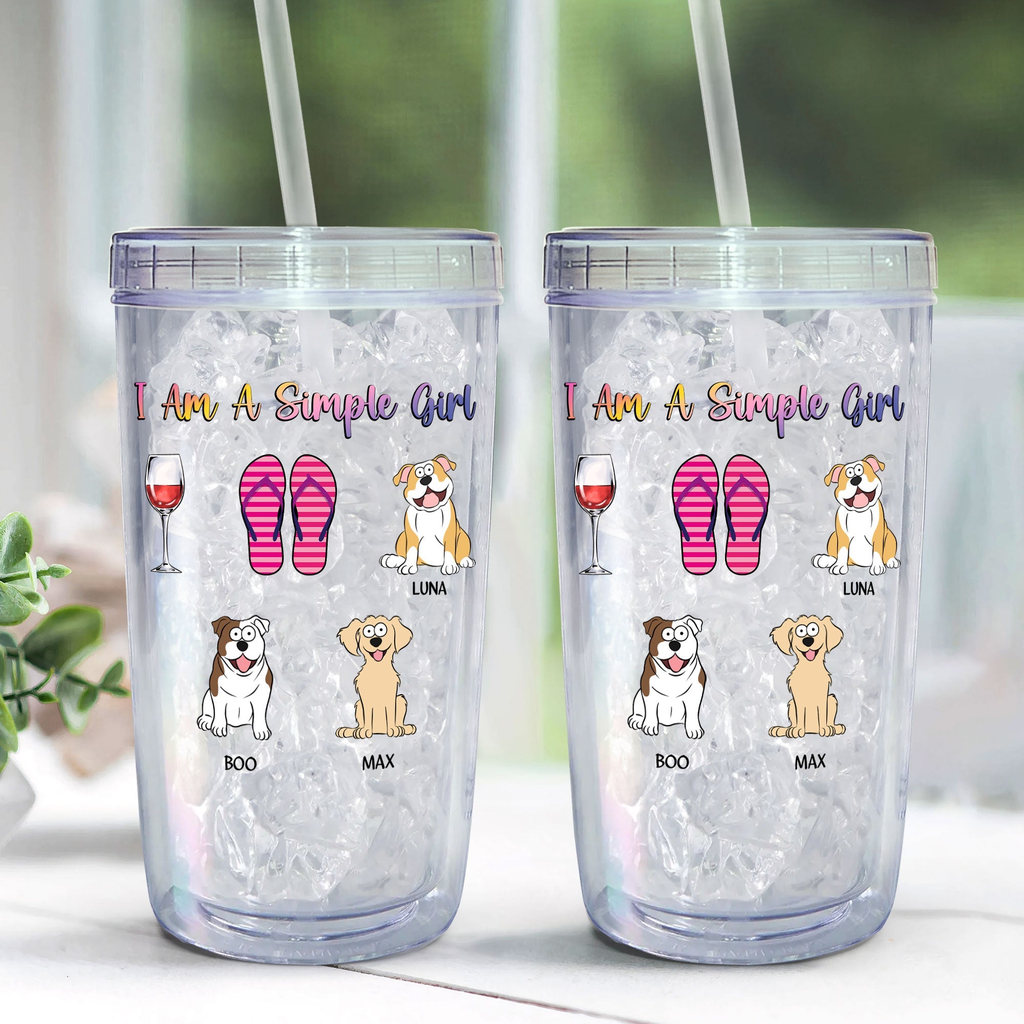 I Am A Simple Girl Dog Cat Flipflop - Personalized Acrylic Tumbler With Straw