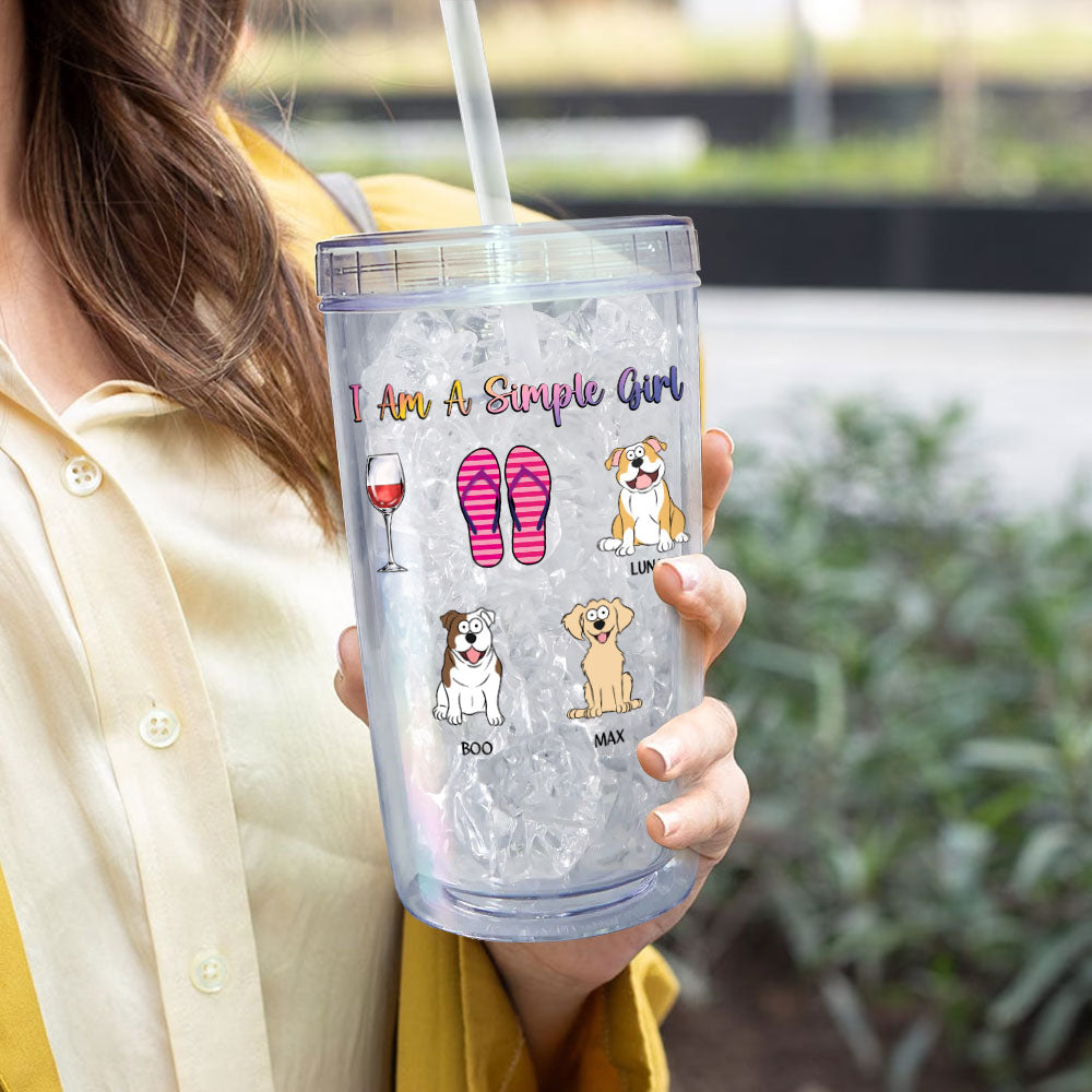 I Am A Simple Girl Dog Cat Flipflop - Personalized Acrylic Tumbler With Straw