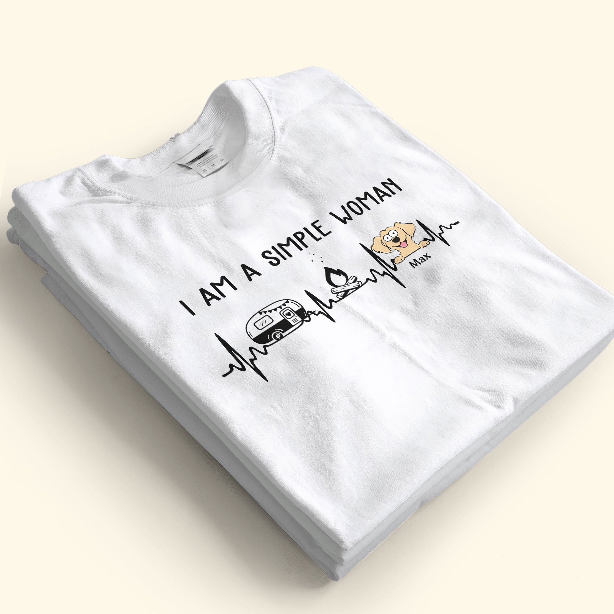 I Am A Simple Woman Man Camping Heartbeat - Personalized Shirt