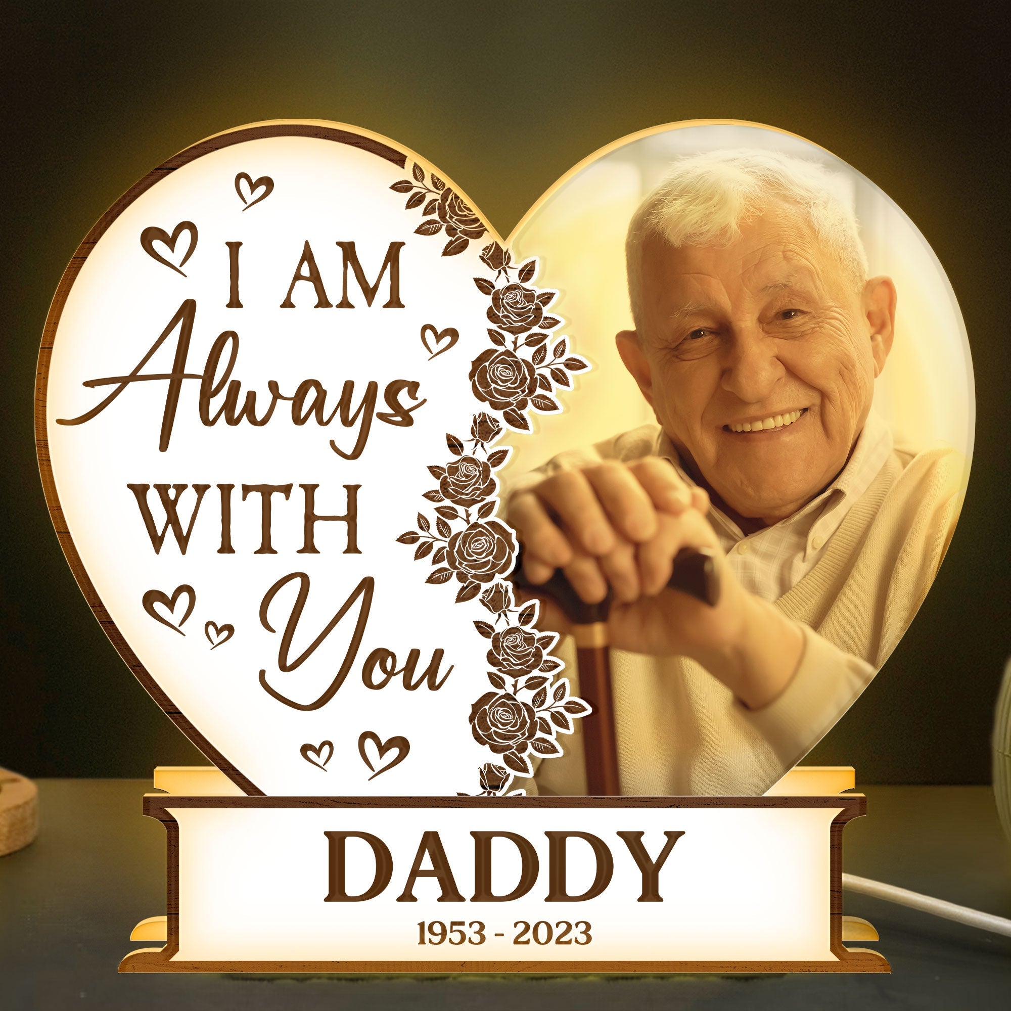 I Am Always With You Heart-Shaped - Personalized Photo Light Box