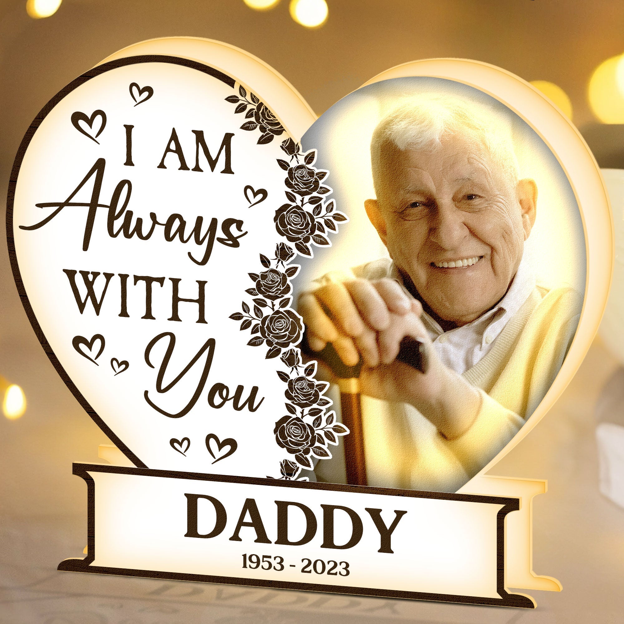 I Am Always With You Heart-Shaped - Personalized Photo Light Box