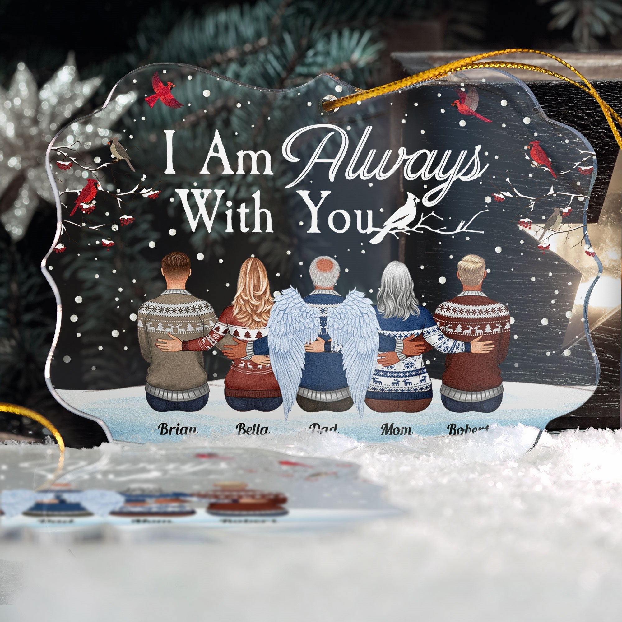 I Am Always With You - Personalized Memorial Ornament - Family Hugging