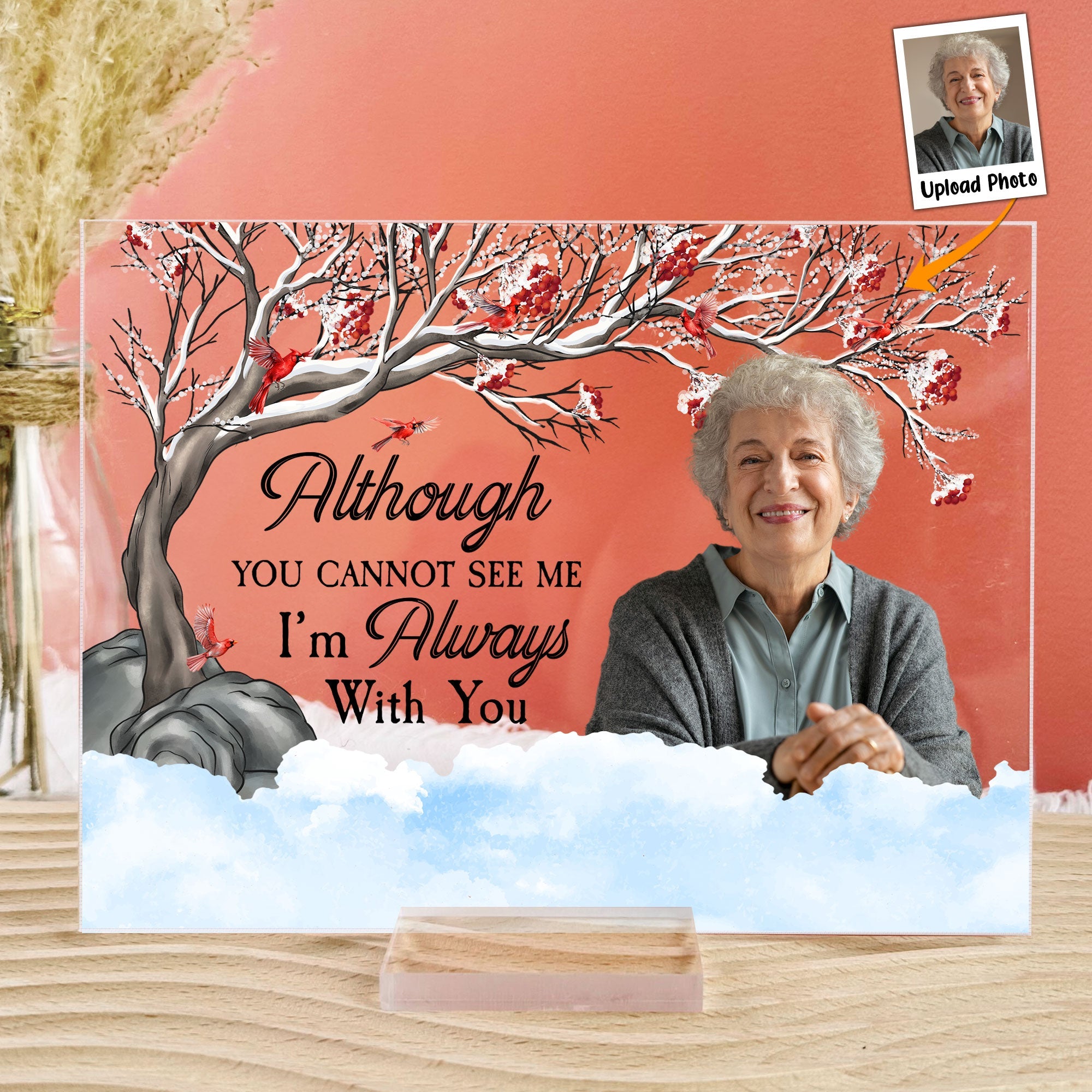 I Am Always With You - Red Berries Tree - Personalized Acrylic Photo Plaque