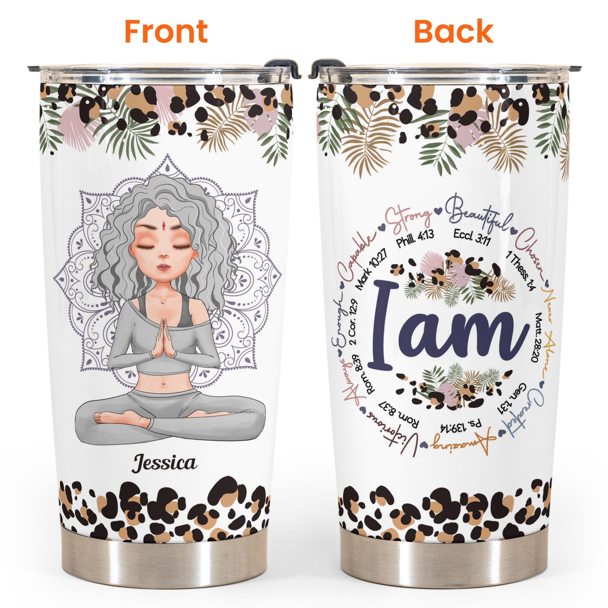 I Am Strong Beautiful - Ver 2 - Personalized Tumbler Cup - Gift For Yoga Lover