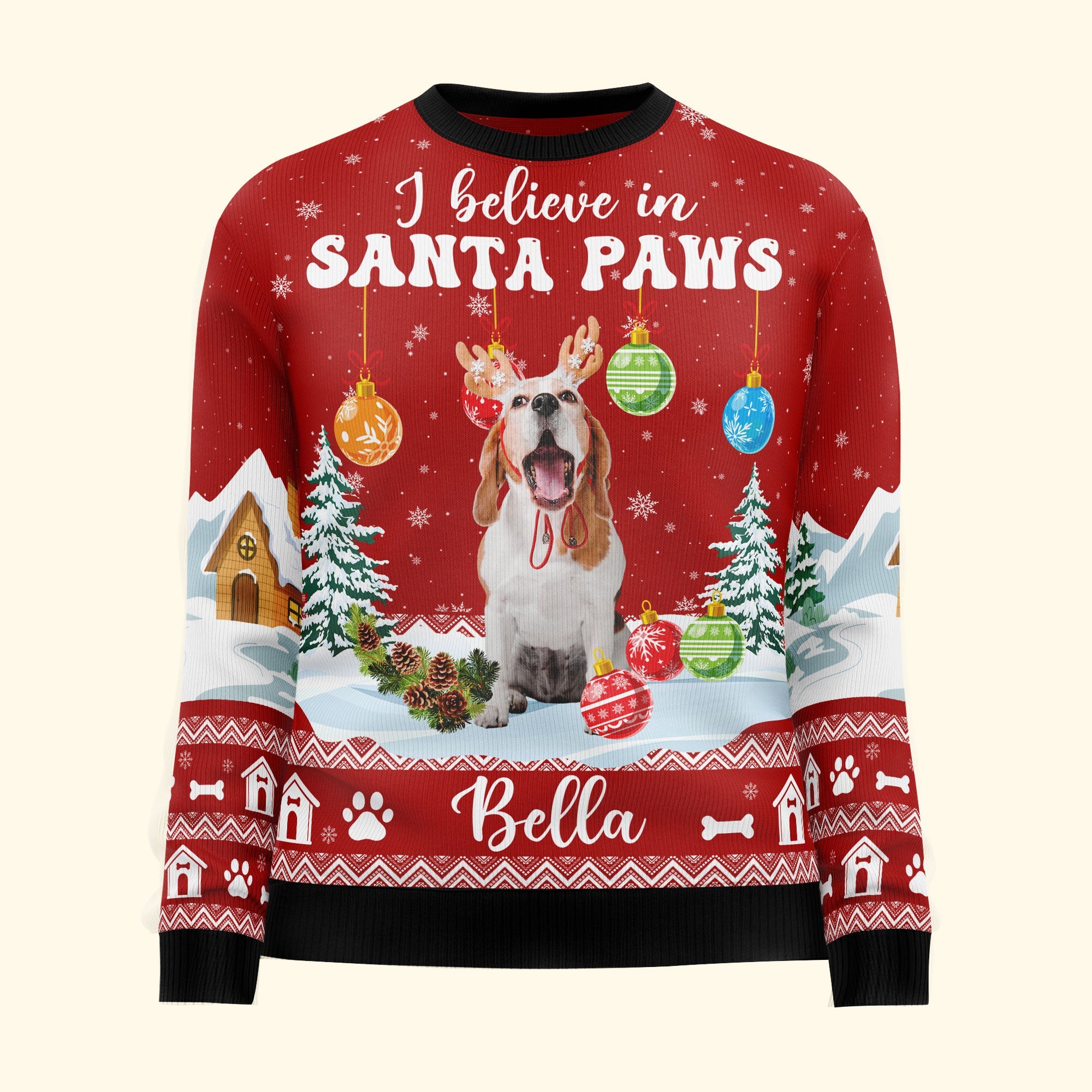 I Believe In Santa Paws - Personalized Photo Ugly Christmas Sweater