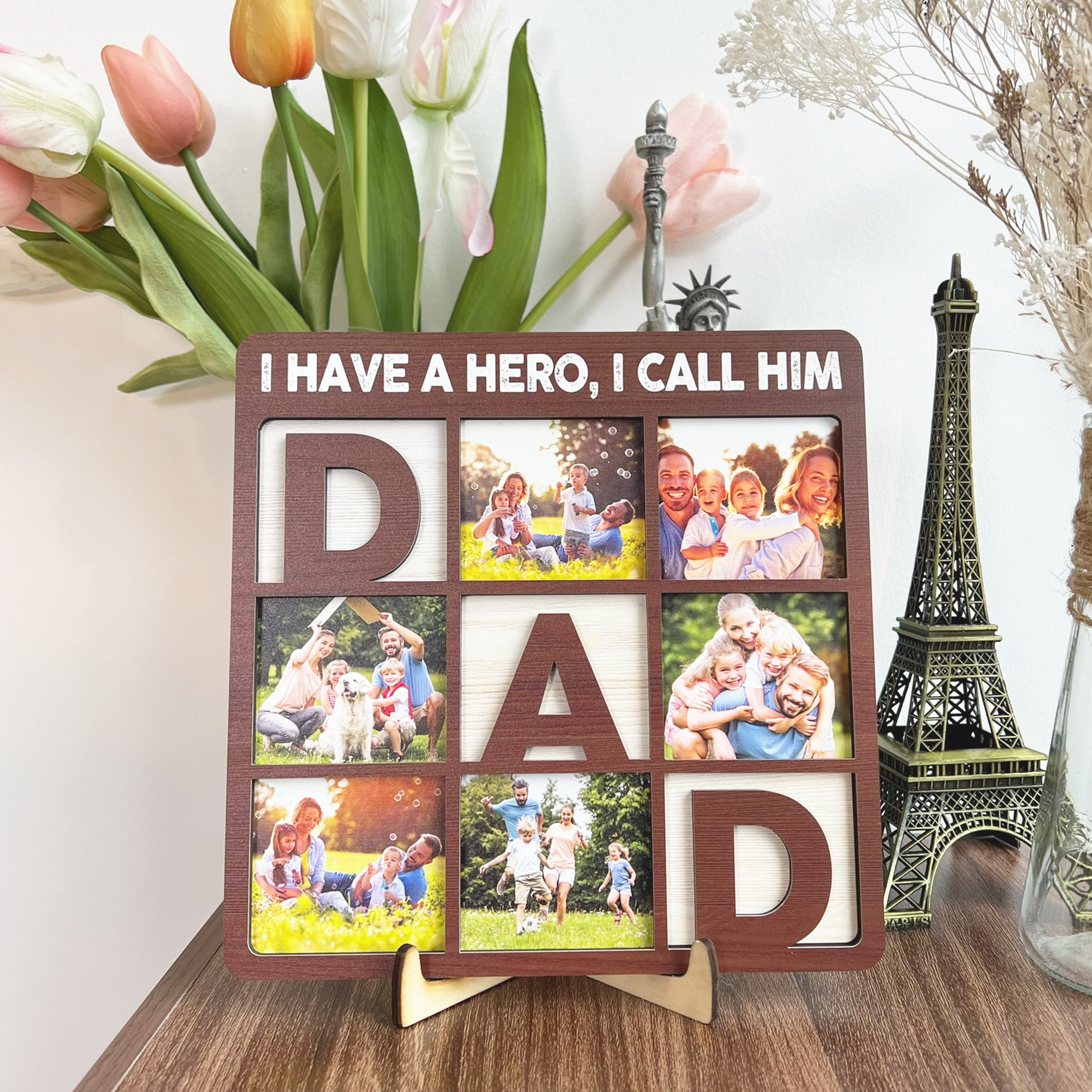 I Have A Hero, I Call Him Dad - Personalized Wooden Photo Plaque