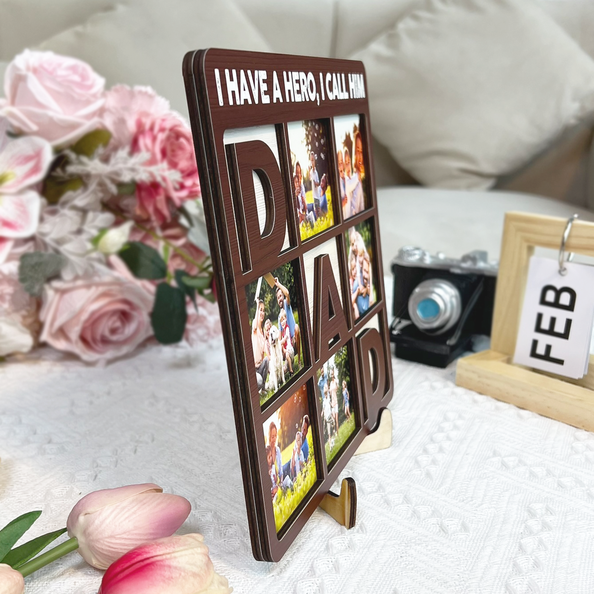 I Have A Hero, I Call Him Dad - Personalized Wooden Photo Plaque