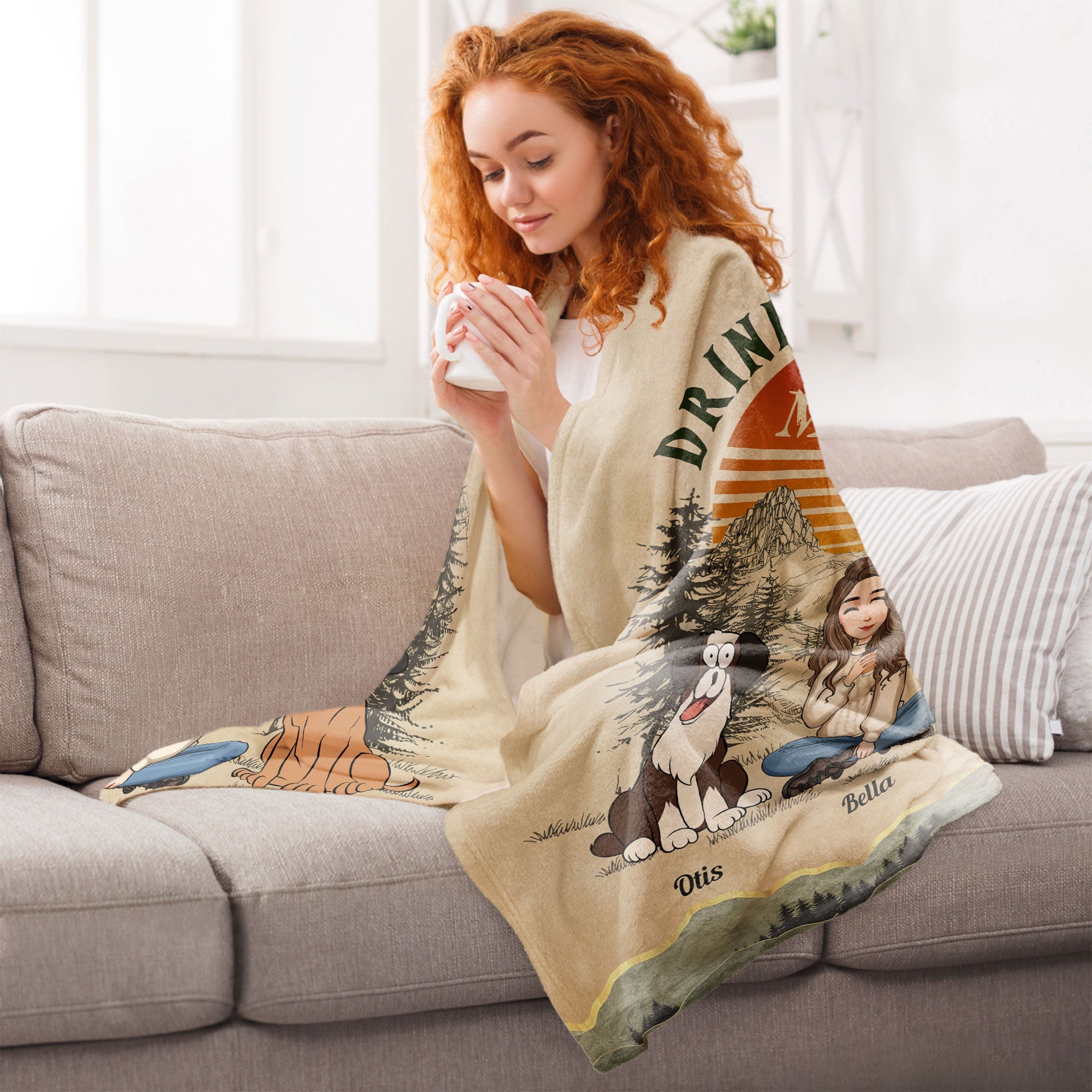 I Just Want To Drink Coffee And Cuddle With My Dog - Personalized Blanket