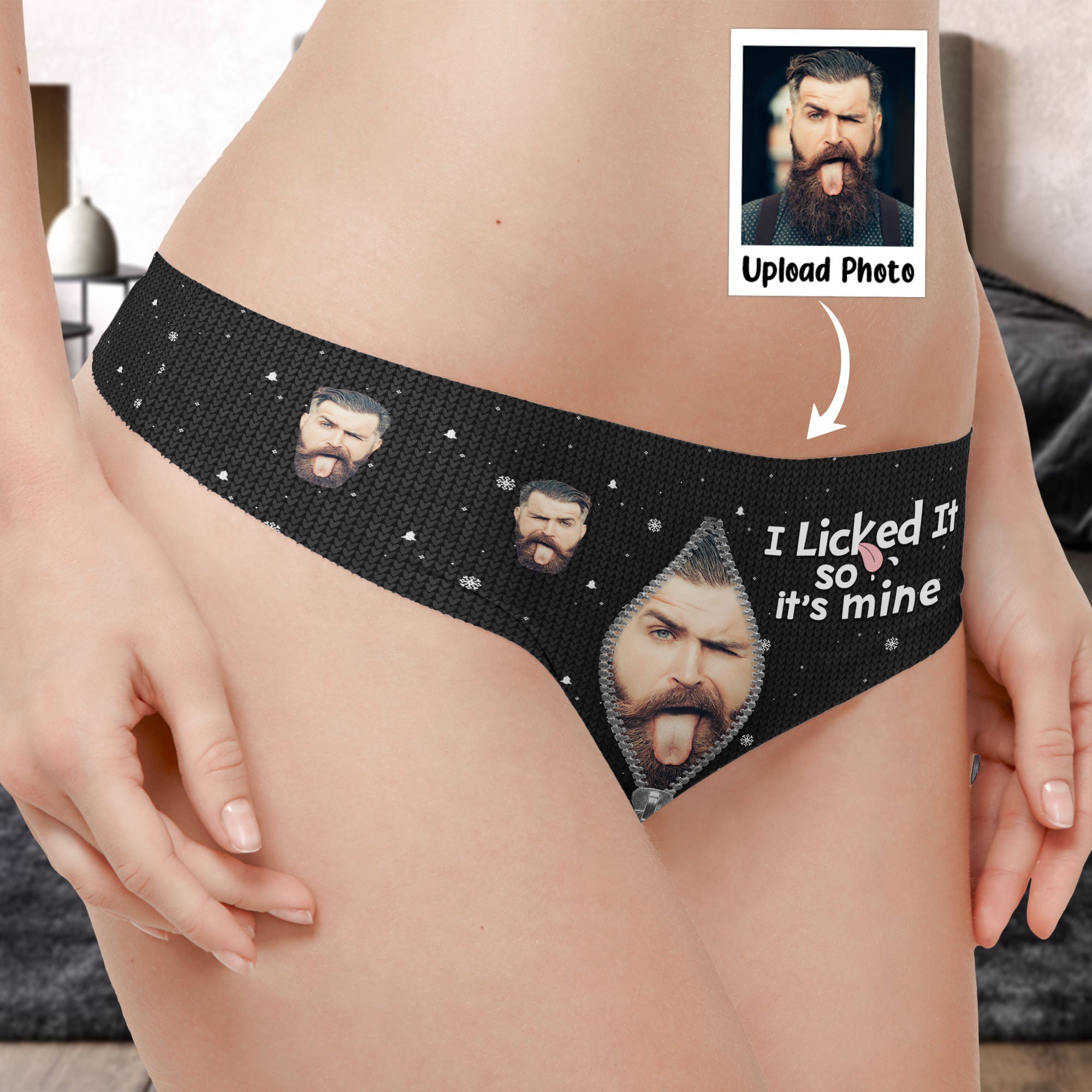 I Licked It So It's Mine - Personalized Photo Women's Low-waisted Brief