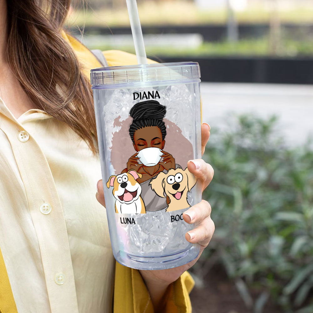 I Like Coffee And My Fur Babies - Personalized Acrylic Tumbler With Straw