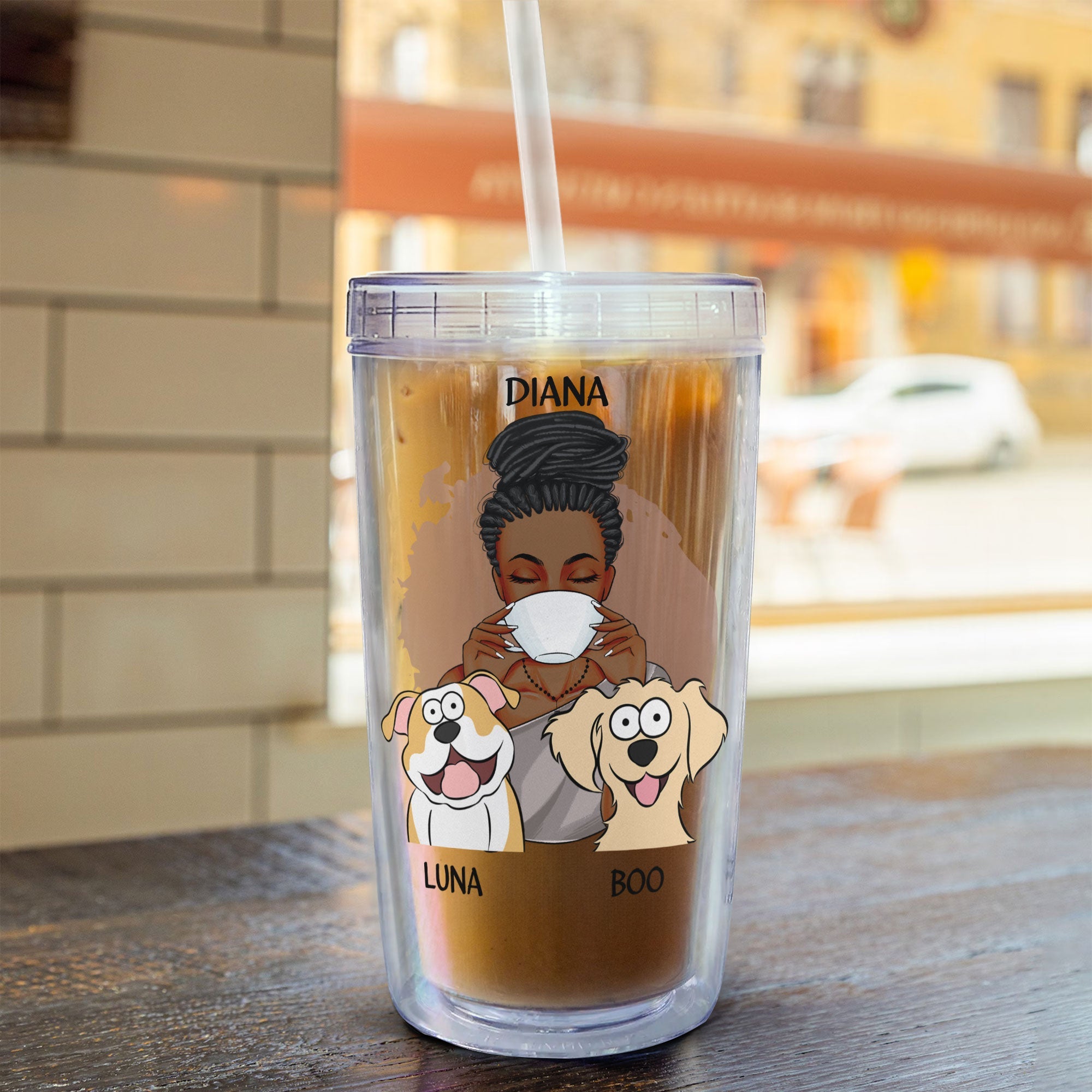 I Like Coffee And My Fur Babies - Personalized Acrylic Tumbler With Straw