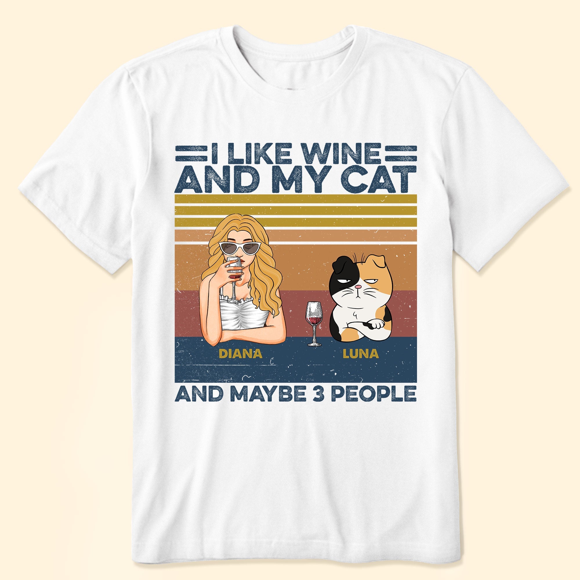 I Like Wine And My Cat - Personalized Shirt