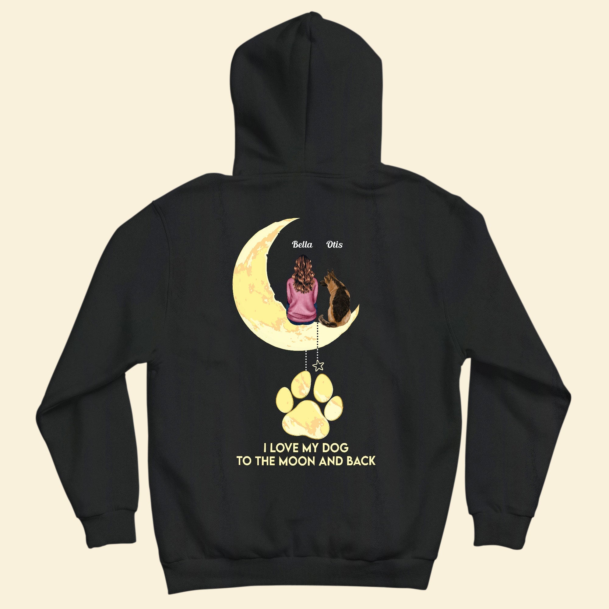 I Love My Dog To The Moon And Back - Personalized Back Printed Shirt