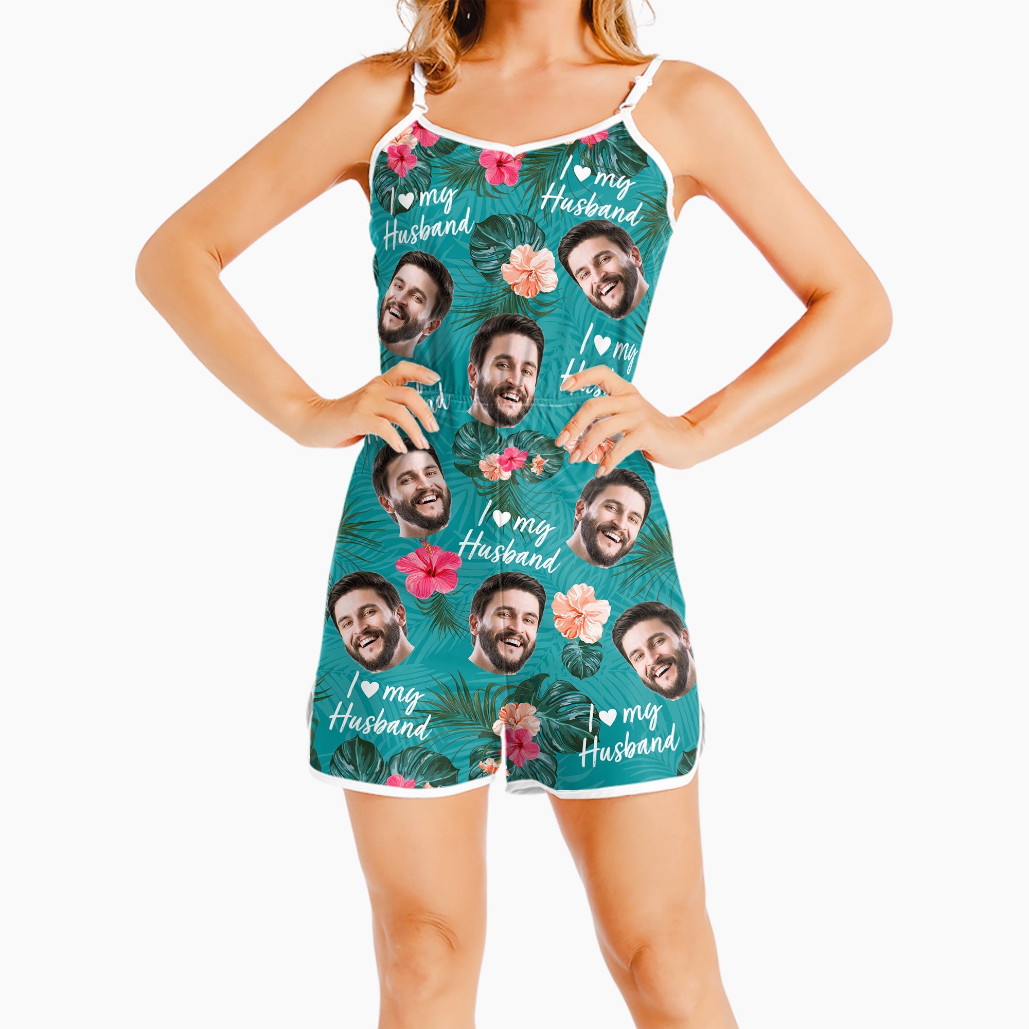 I Love My Husband - Personalized Photo All-over Print Sleeveless Romper