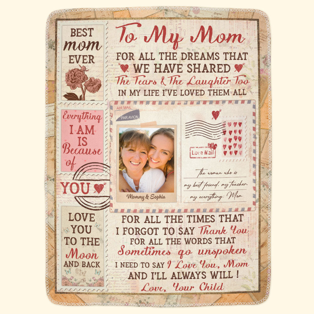 I Love You Mom - Personalized Photo Blanket