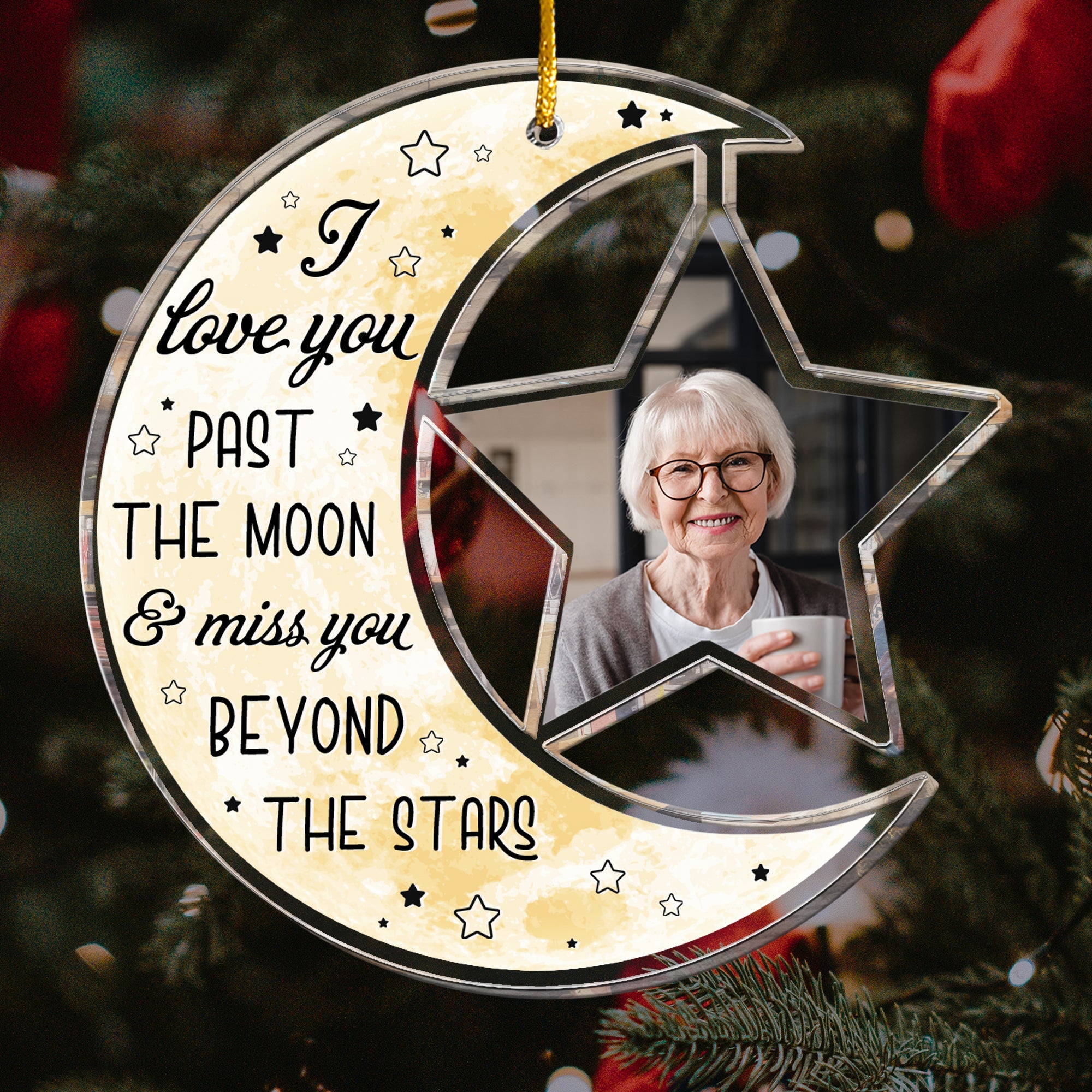 I Love You Pass The Moon And Miss You - Personalized Acrylic Photo Ornament