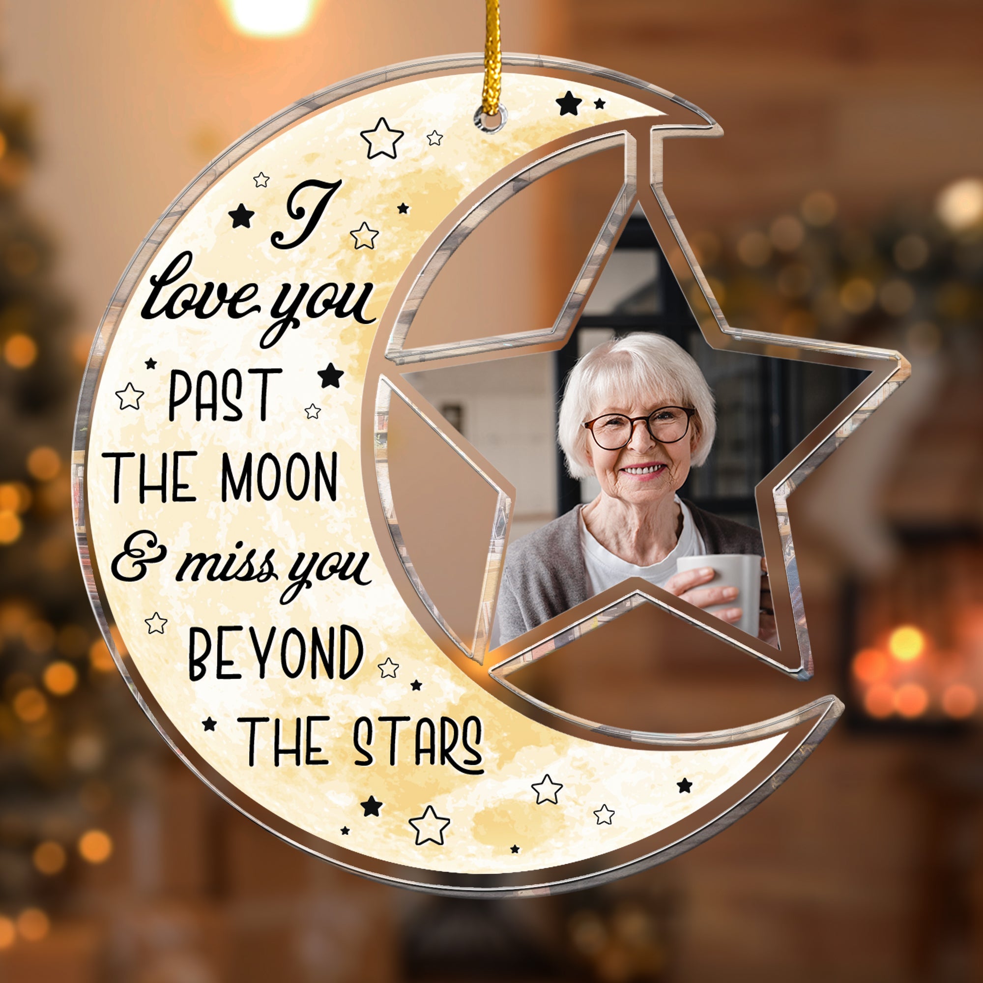 I Love You Pass The Moon And Miss You - Personalized Acrylic Photo Ornament