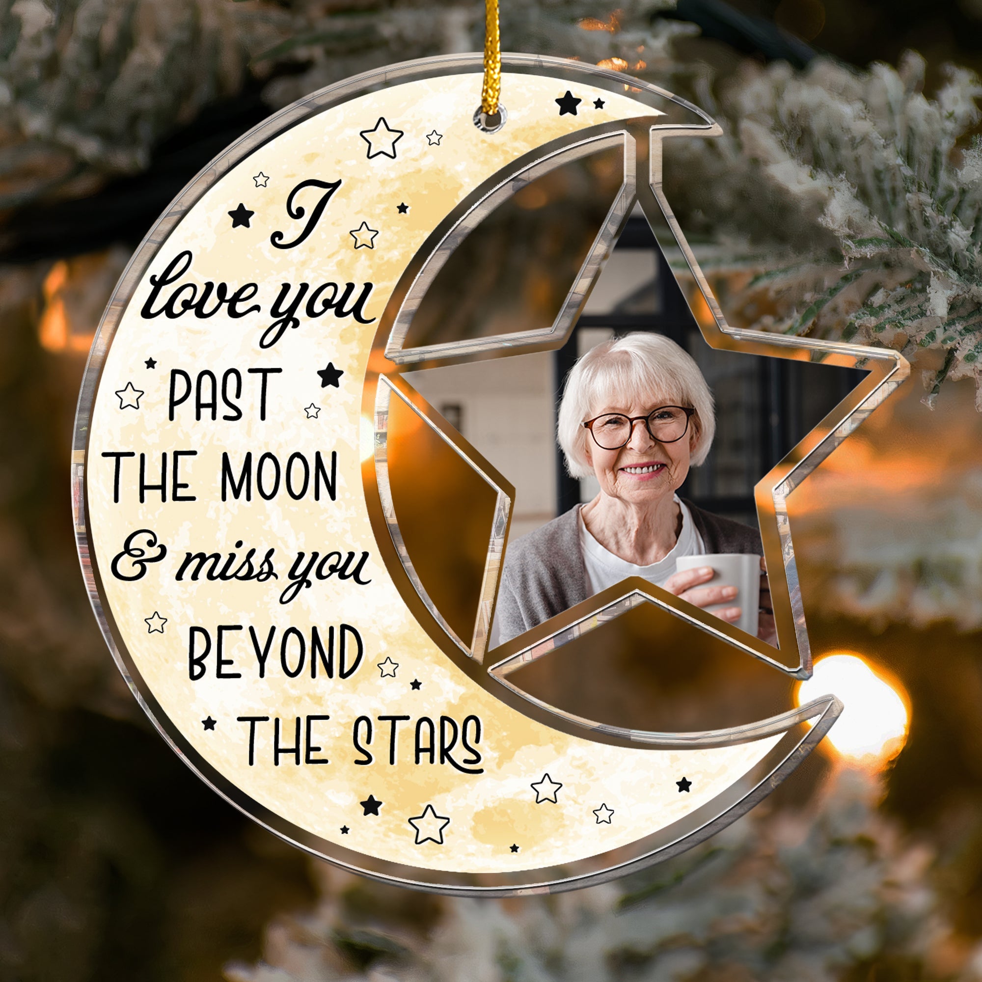 I Love You Pass The Moon And Miss You - Personalized Acrylic Photo Ornament