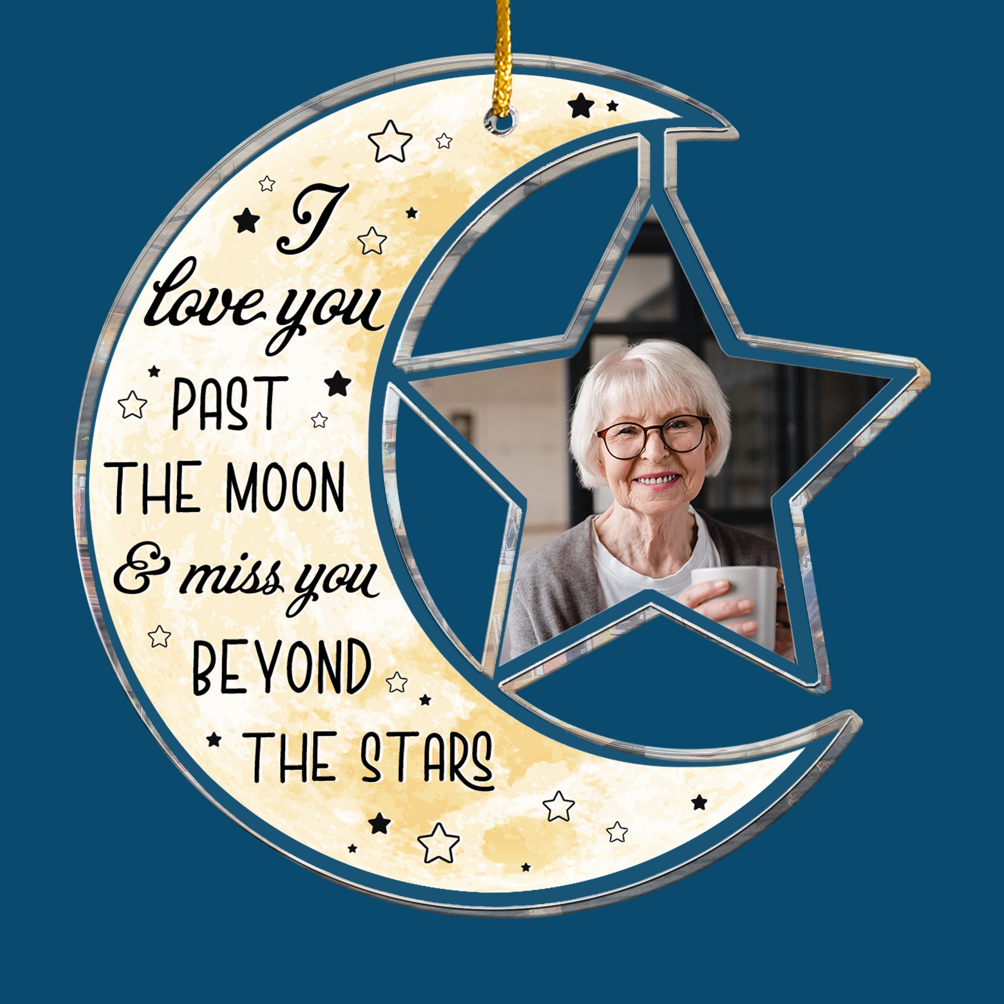 I Love You Pass The Moon And Miss You - Personalized Acrylic Photo Ornament