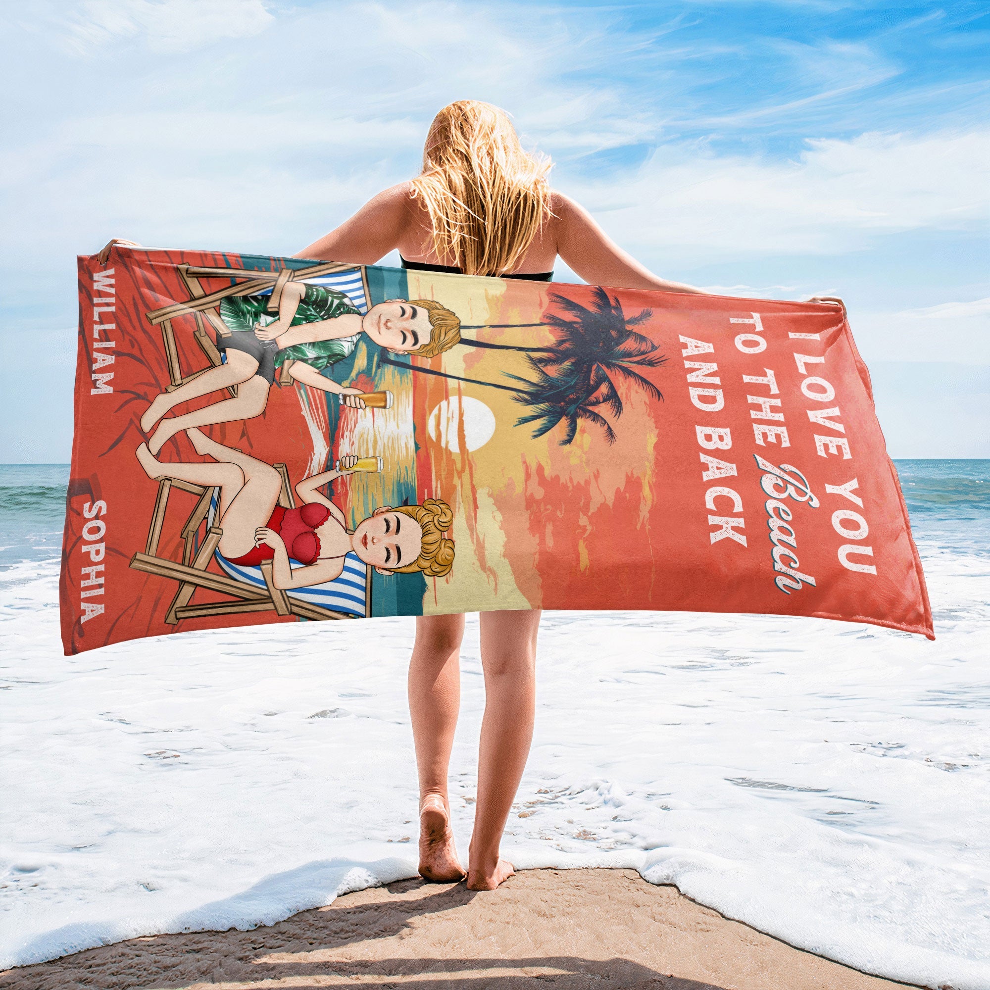 I Love You To The Beach And Back - Personalized Beach Towel