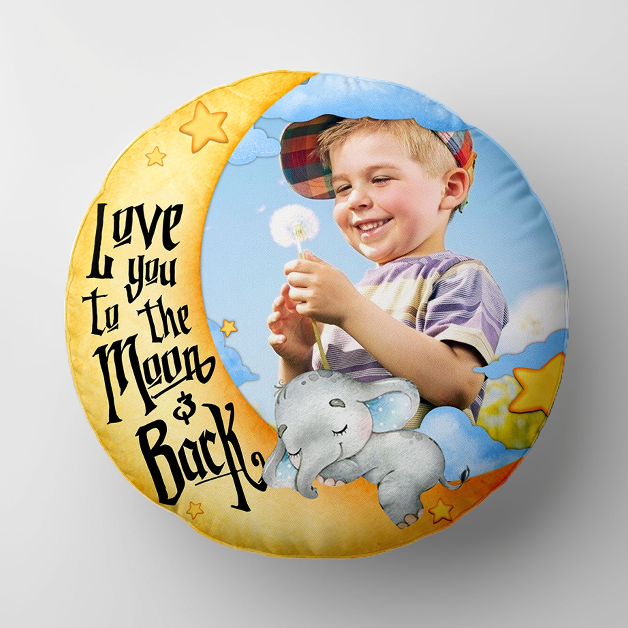 I Love You To The Moon And Back Kid - Personalized Photo Round Pillow