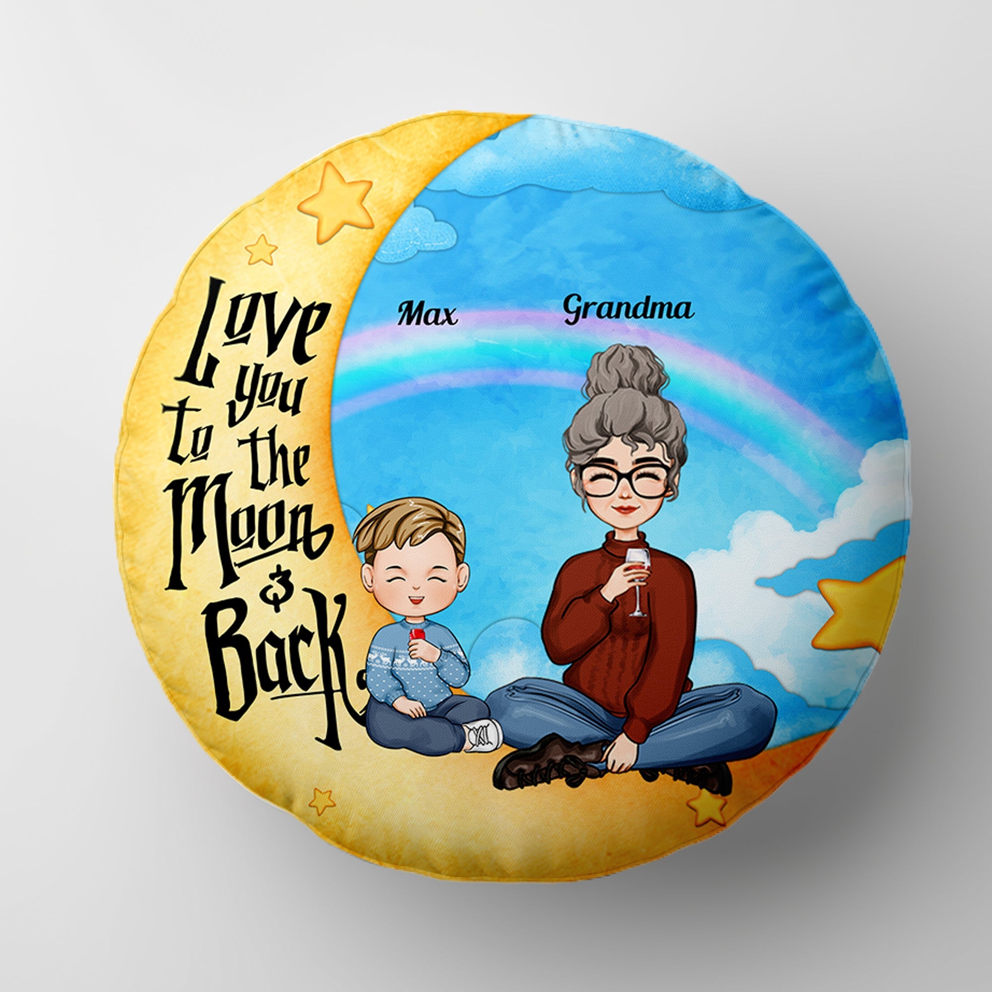 I Love You To The Moon And Back Kid - Personalized Round Pillow