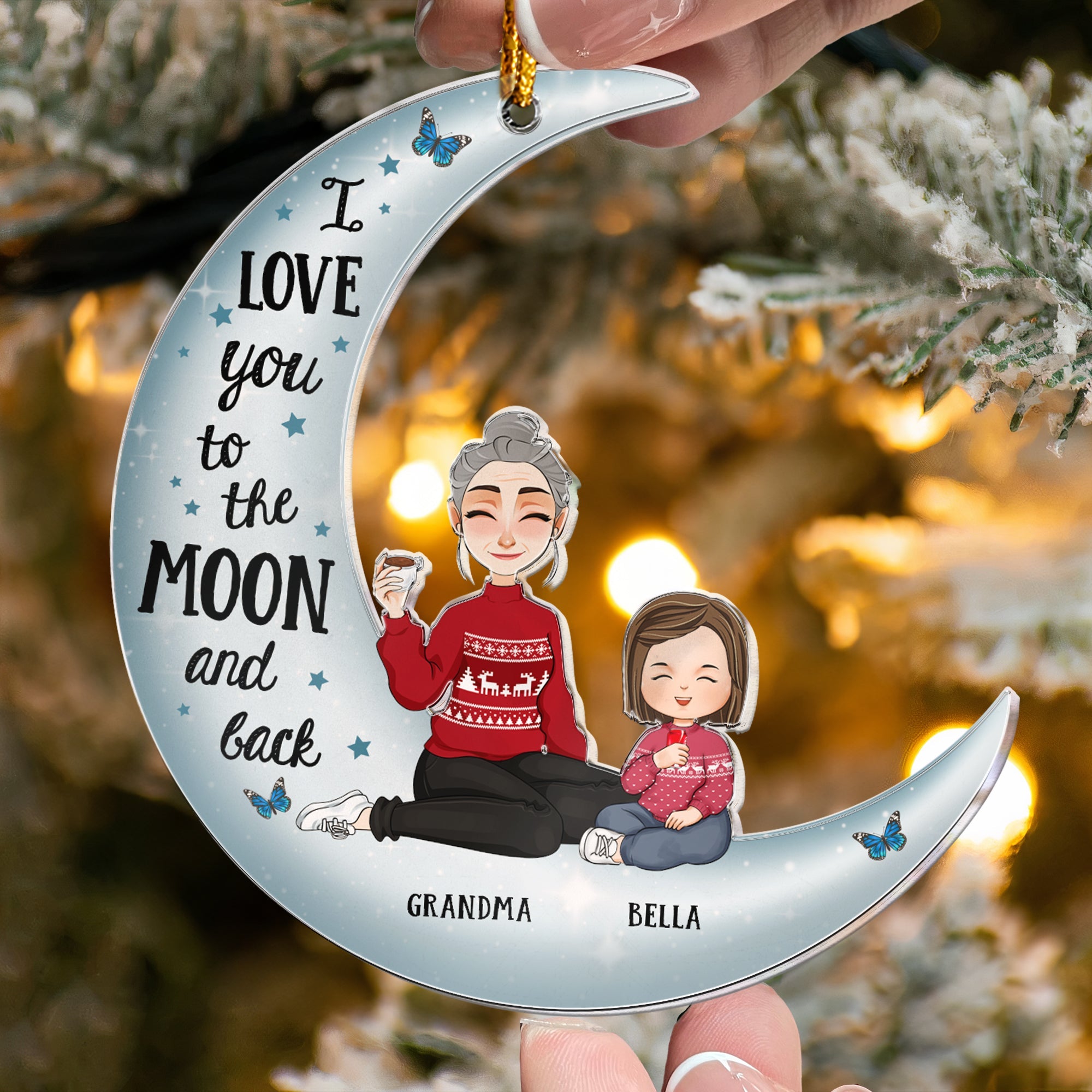 I Love You To The Moon And Back - New Version - Personalized Acrylic Ornament